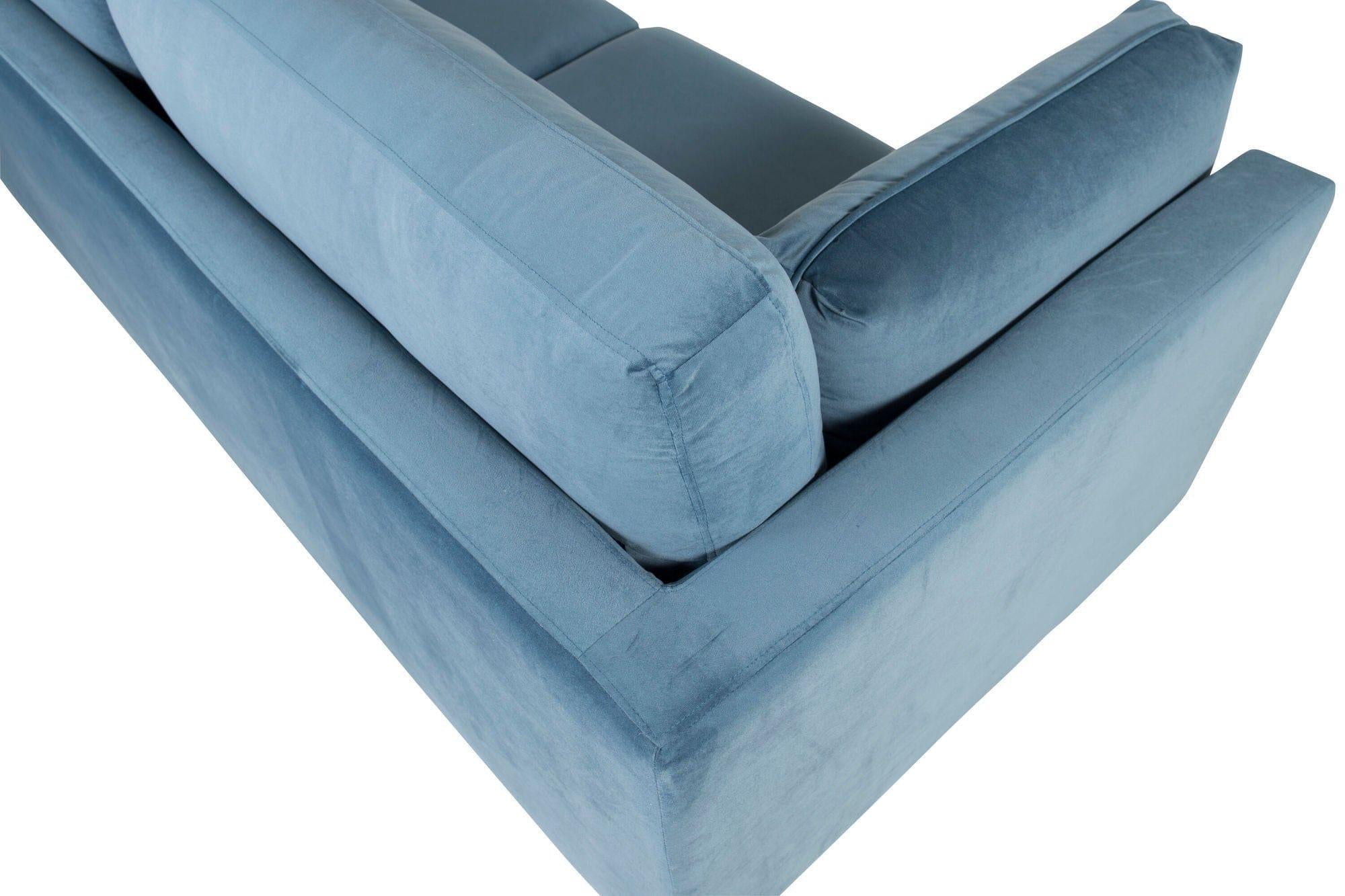3-Sitzer Sofa Boom aus Samt - Blau-3-Sitzer Sofas-Venture Home-le canapé