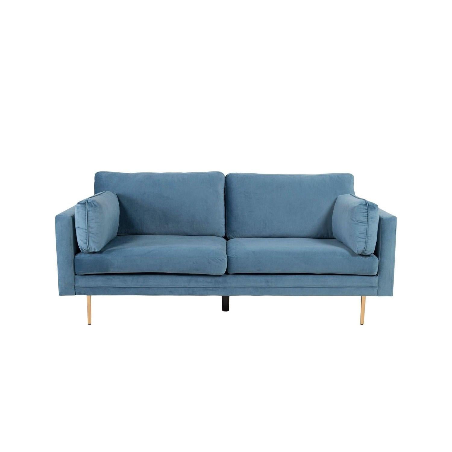 3-Sitzer Sofa Boom aus Samt - Blau-3-Sitzer Sofas-Venture Home-le canapé