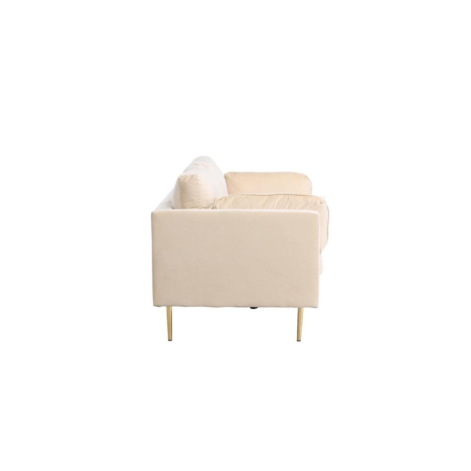 3-Sitzer Sofa Boom aus Samt - Creme-3-Sitzer Sofas-Venture Home-le canapé