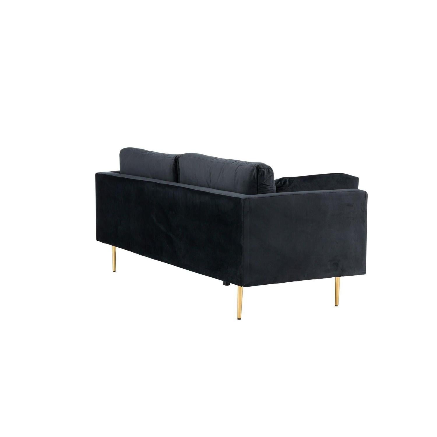 3-Sitzer Sofa Boom aus Samt - Schwarz-3-Sitzer Sofa-Venture Home-le canapé