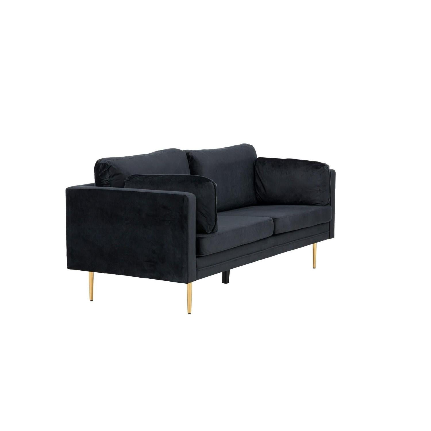 3-Sitzer Sofa Boom aus Samt - Schwarz-3-Sitzer Sofa-Venture Home-le canapé