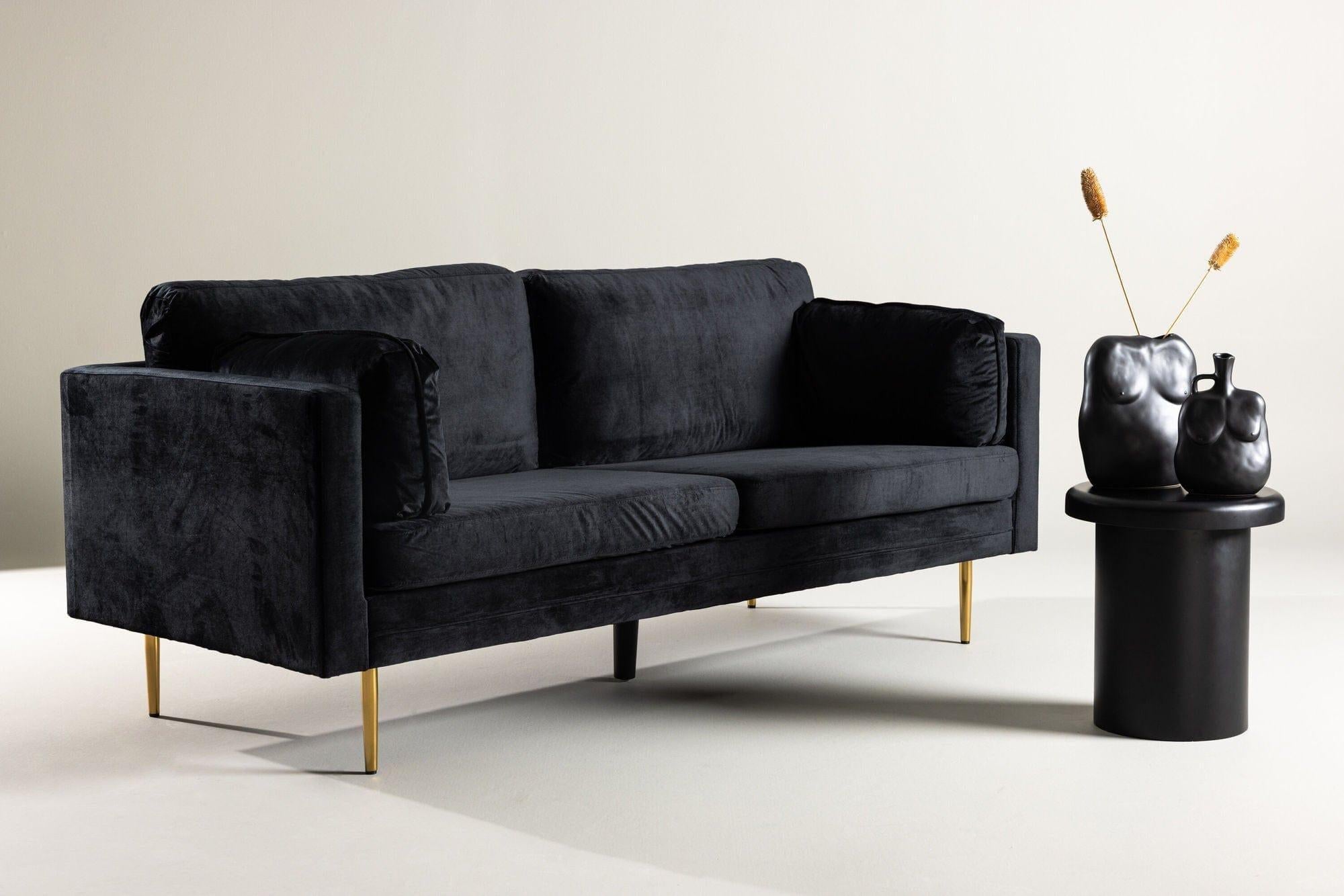 3-Sitzer Sofa Boom aus Samt - Schwarz-3-Sitzer Sofas-Venture Home-le canapé