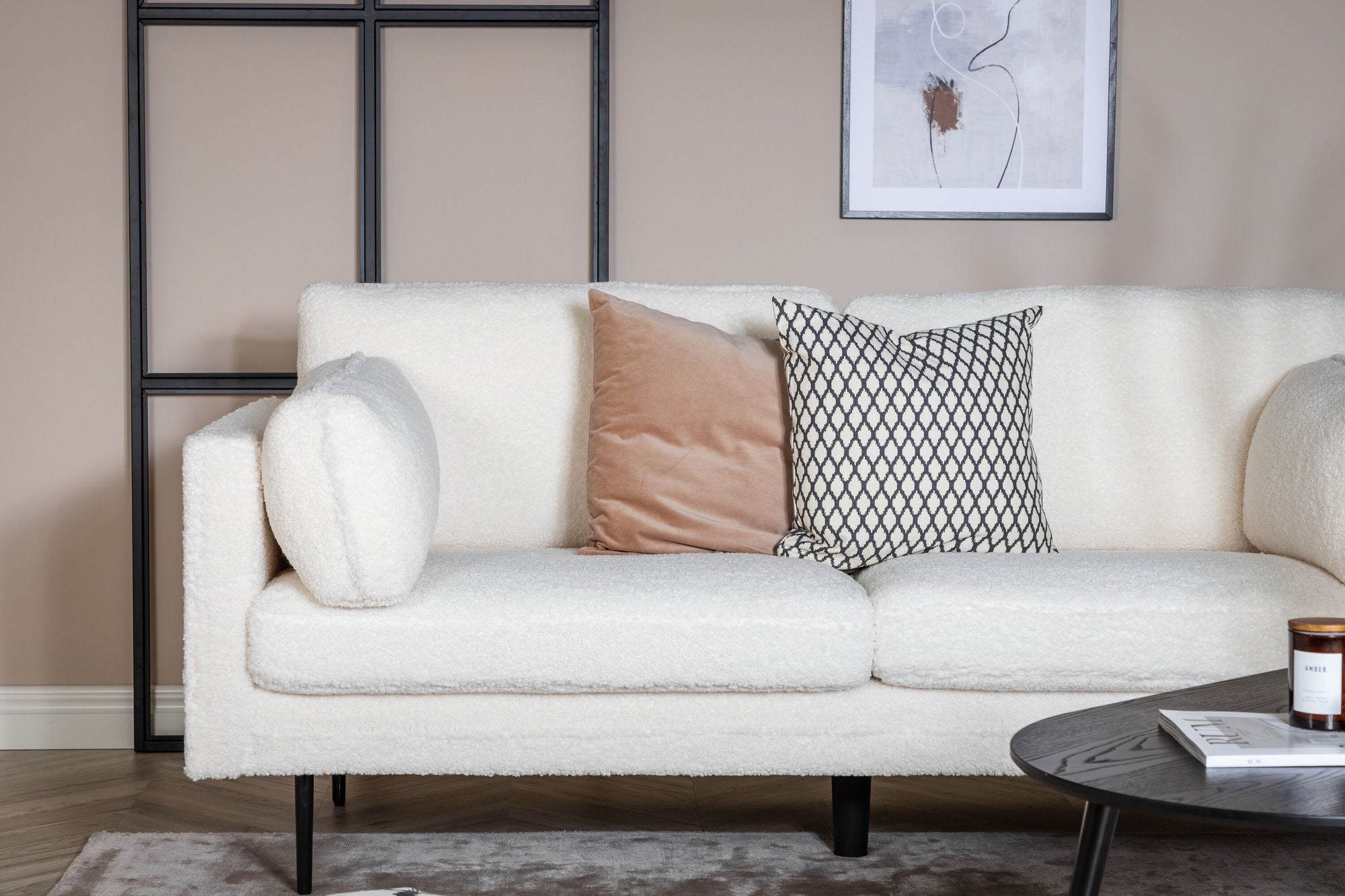 3-Sitzer Sofa Boom aus Teddy- Bouclé - Weiß-3-Sitzer Sofa-Venture Home-le canapé