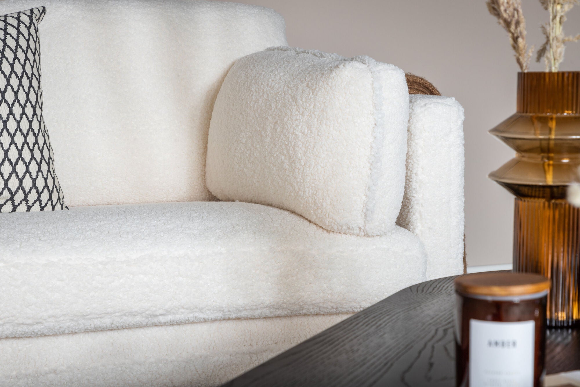 3-Sitzer Sofa Boom aus Teddy- Bouclé - Weiß-3-Sitzer Sofa-Venture Home-le canapé
