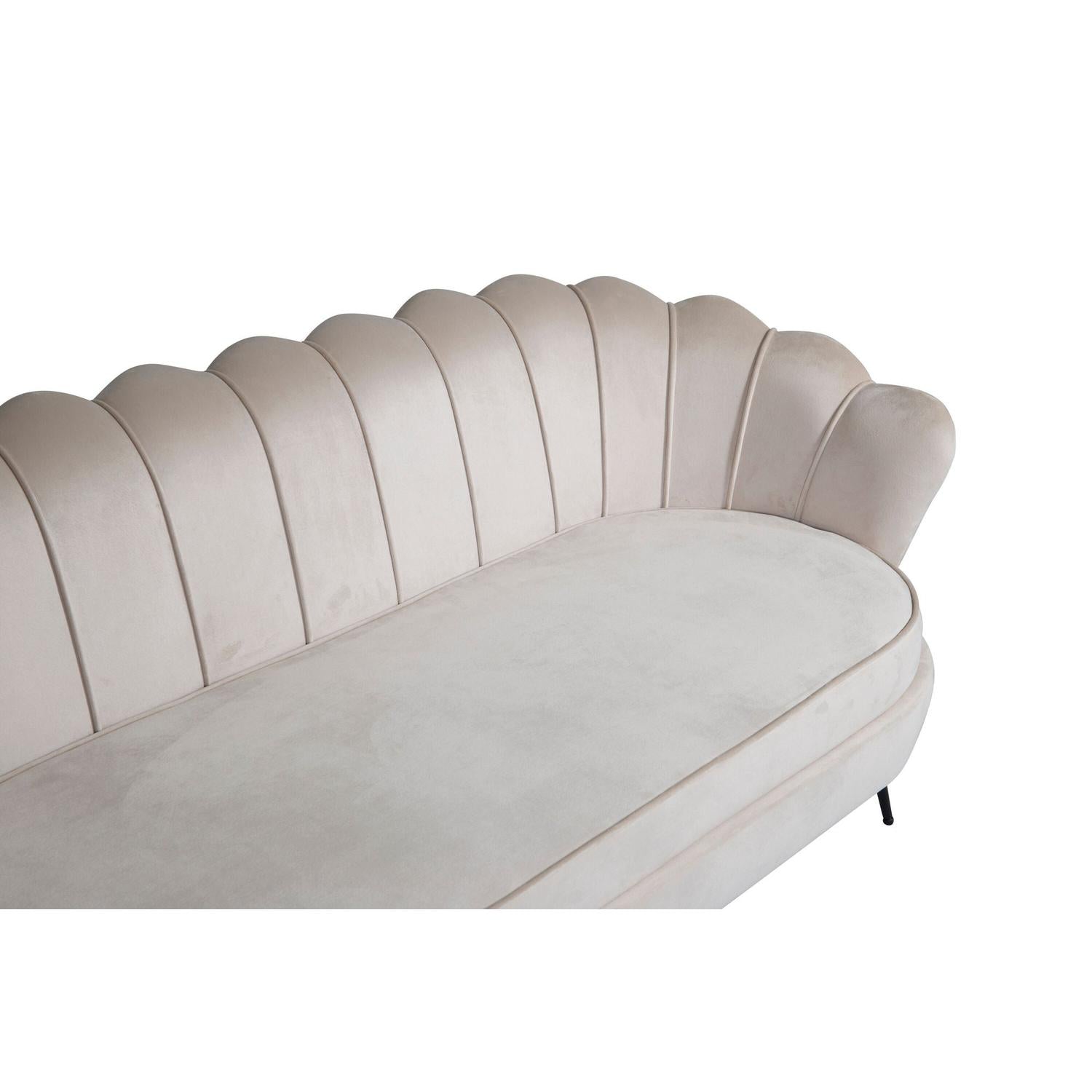 3-Sitzer Sofa Calais aus Samt - Beige-3-Sitzer Sofas-Venture Home-le canapé