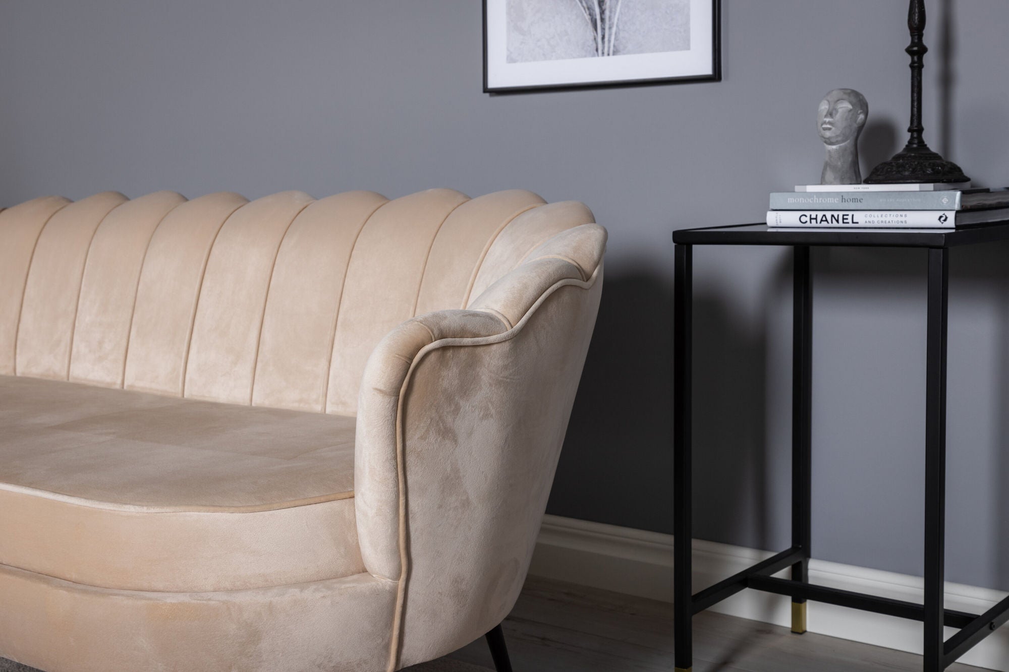 3-Sitzer Sofa Calais aus Samt - Beige-3-Sitzer Sofas-Venture Home-le canapé