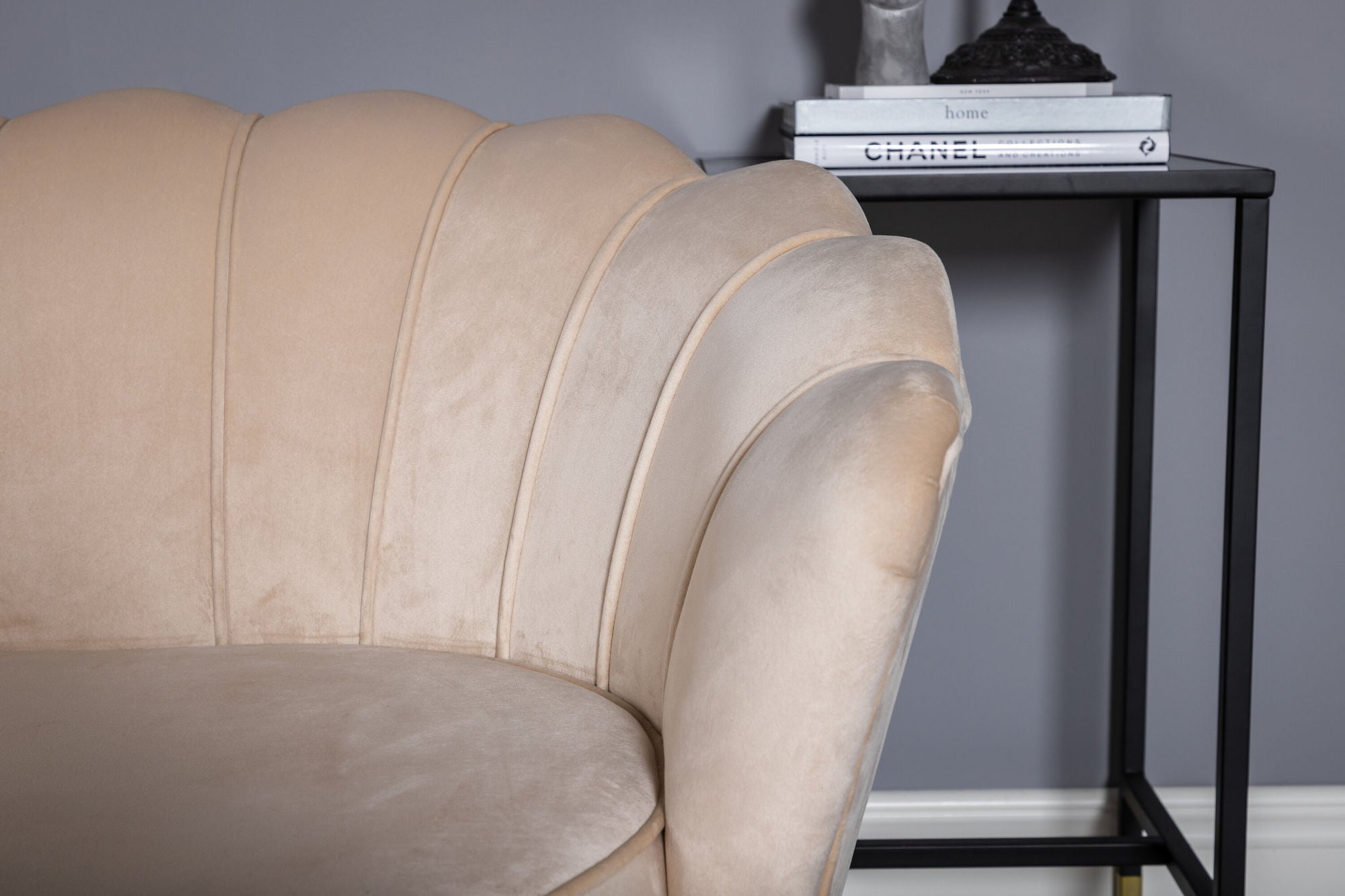 3-Sitzer Sofa Calais aus Samt - Beige-3-Sitzer Sofas-Venture Home-le canapé