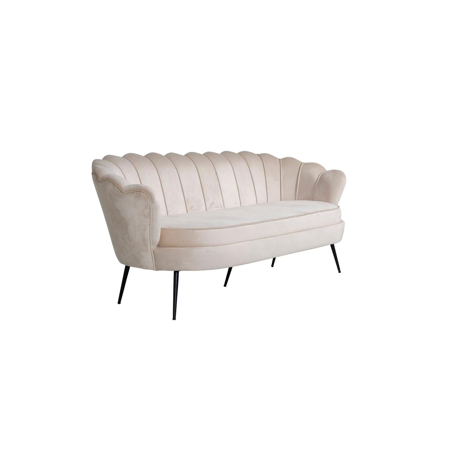 3-Sitzer Sofa Calais aus Samt - Beige-3-Sitzer Sofas-Venture Home-le canapé