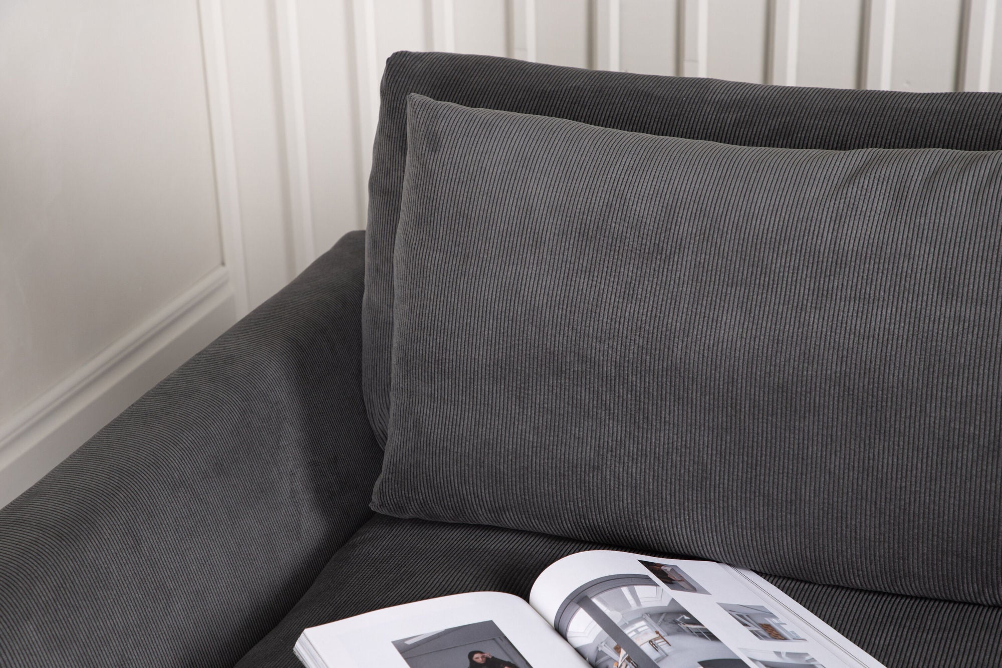 3-Sitzer Sofa Durham aus Kord - Dunkelgrau-3-Sitzer Sofa-Venture Home-le canapé