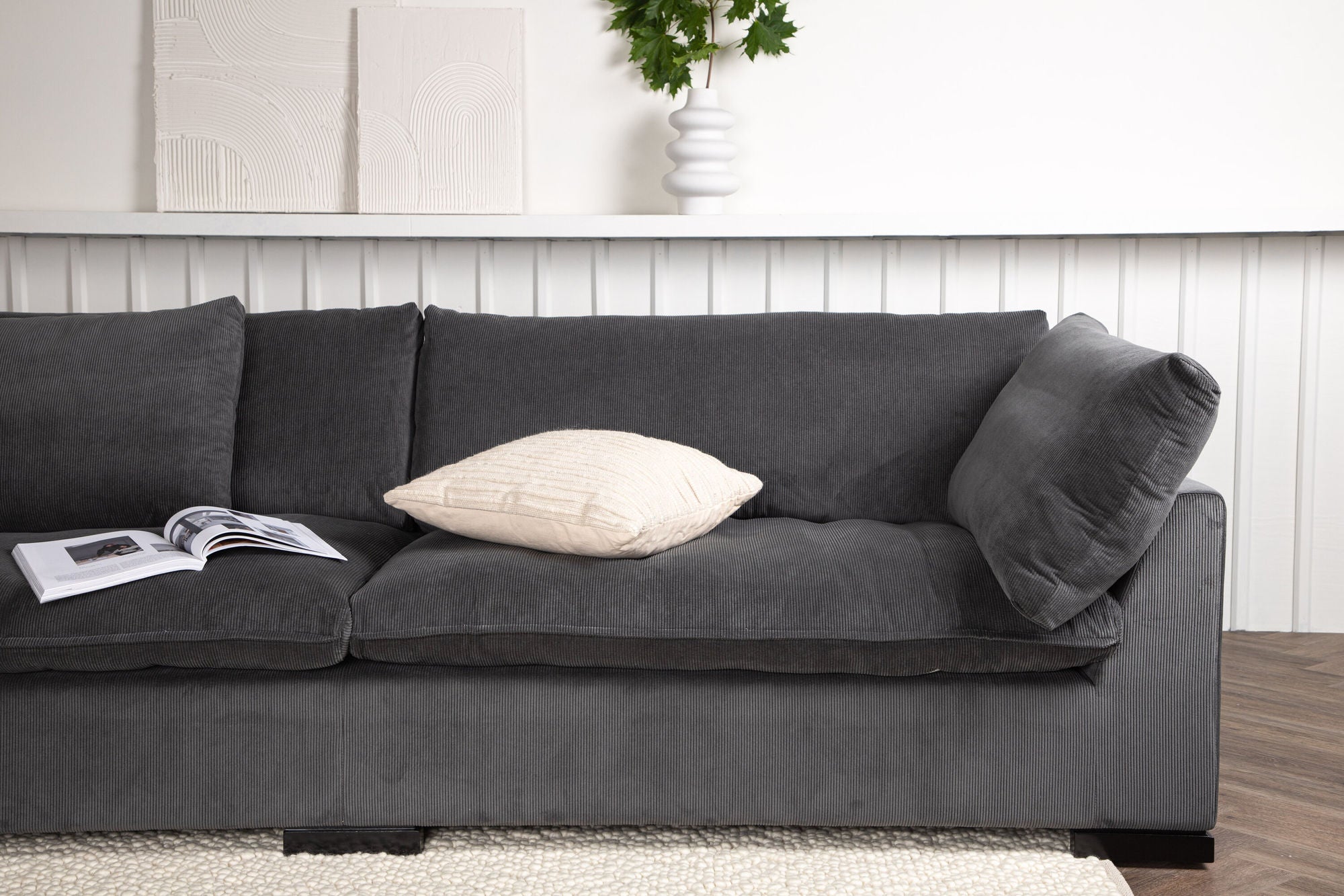 3-Sitzer Sofa Durham aus Kord - Dunkelgrau-3-Sitzer Sofa-Venture Home-le canapé