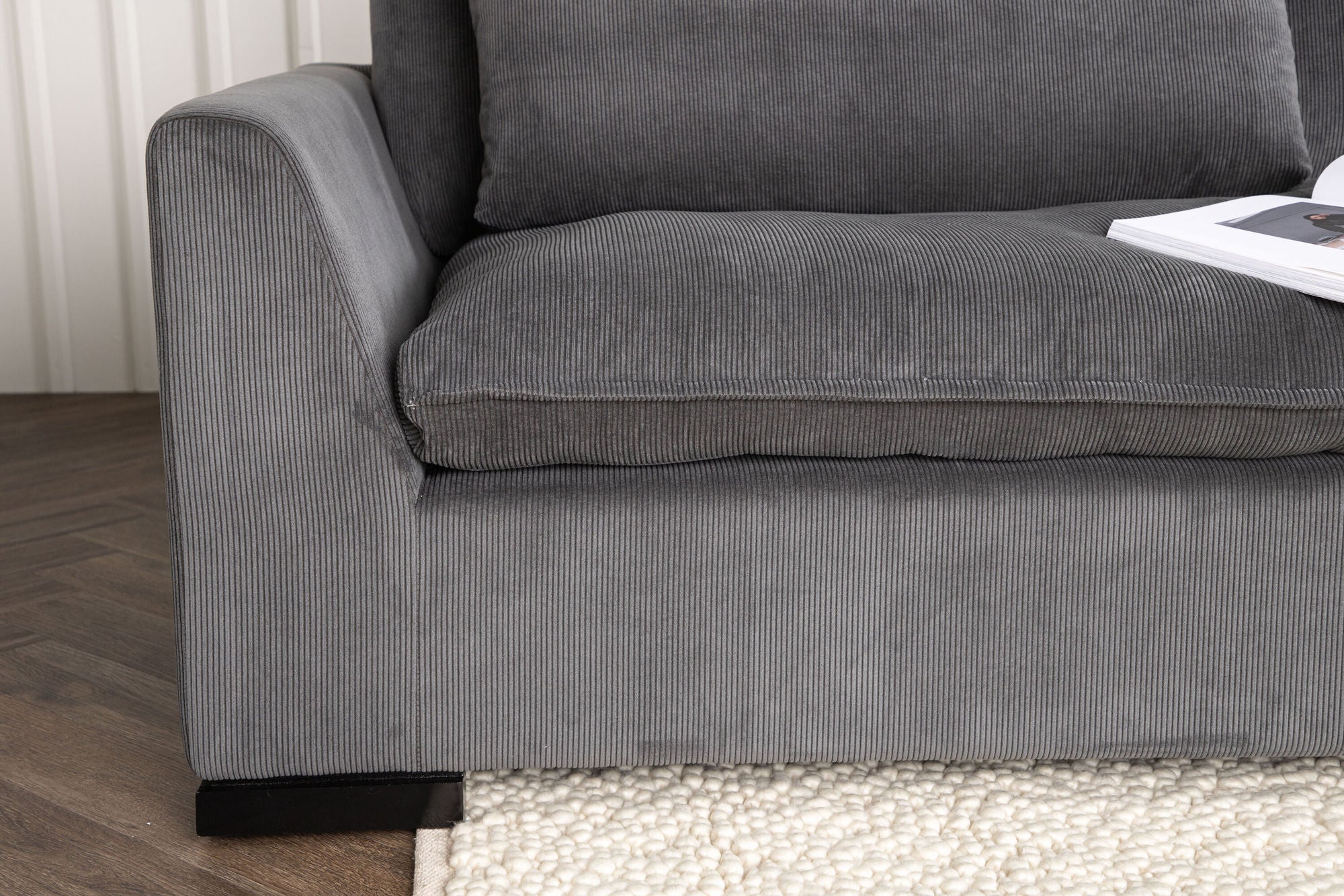 3-Sitzer Sofa Durham aus Kord - Dunkelgrau-3-Sitzer Sofa-Venture Home-le canapé