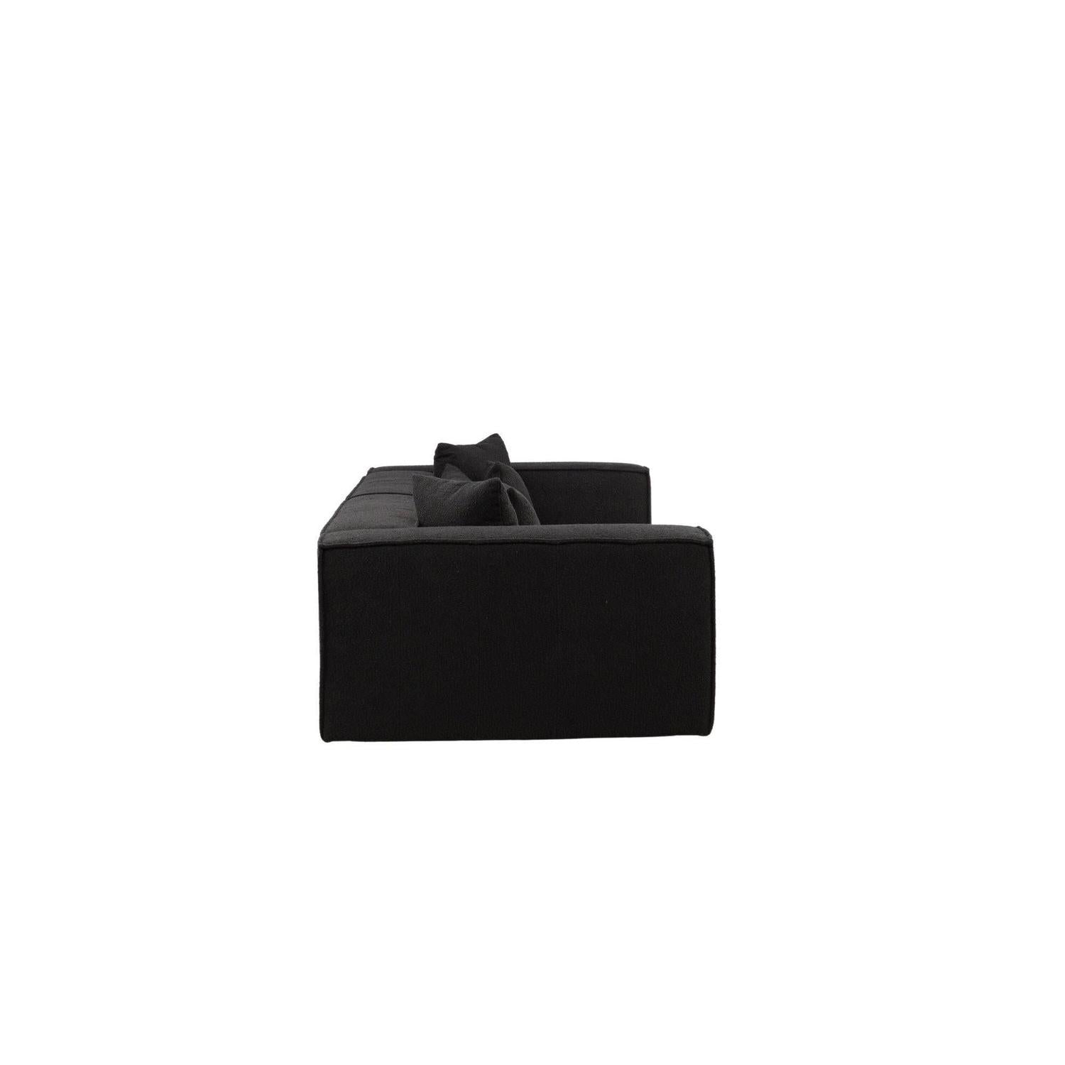 3-Sitzer Sofa Gillholmen aus Teddy- Bouclé - Schwarz-3-Sitzer Sofa-Vind-le canapé