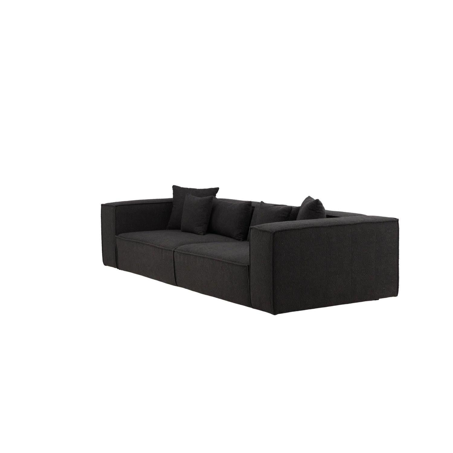 3-Sitzer Sofa Gillholmen aus Teddy- Bouclé - Schwarz-3-Sitzer Sofa-Vind-le canapé