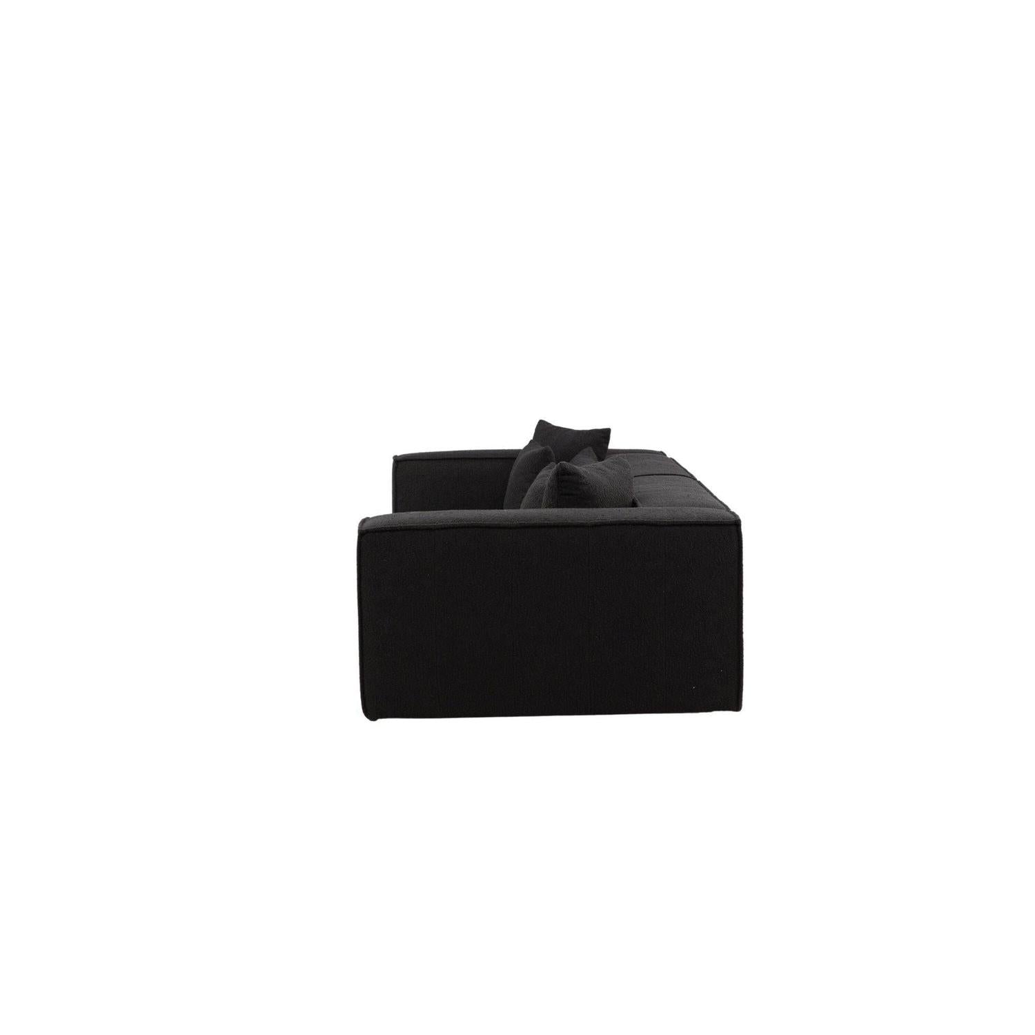 3-Sitzer Sofa Gillholmen aus Teddy- Bouclé - Schwarz-3-Sitzer Sofa-Vind-le canapé