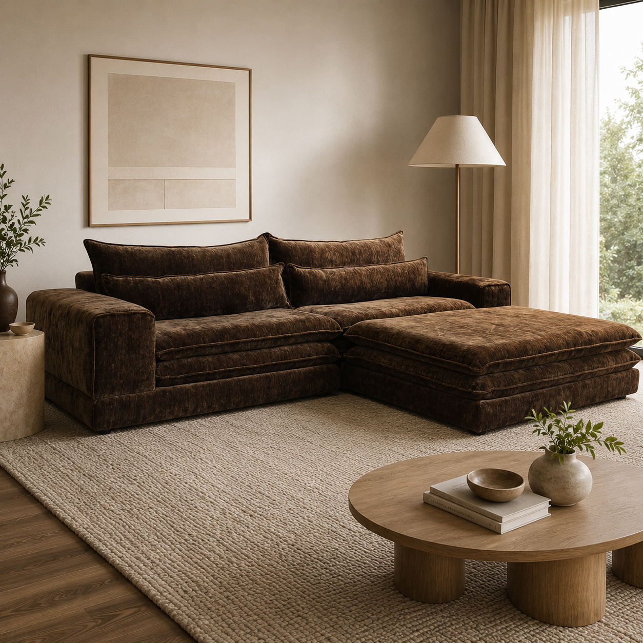3-Sitzer Sofa London mit Chaiselounge - Dunkelbraun-3-Sitzer Sofas-Pole to Pole-le canapé