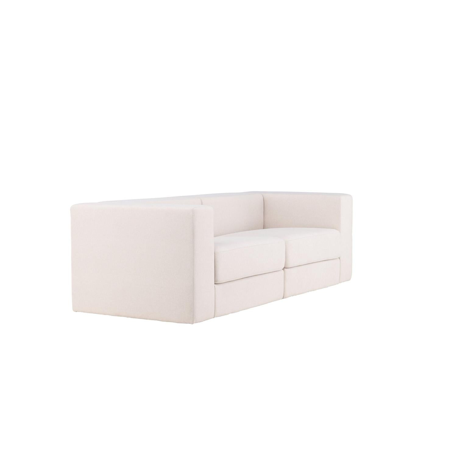 3-Sitzer Sofa Lumi aus Leinen - Weiß-3-Sitzer Sofas-Venture Home-le canapé