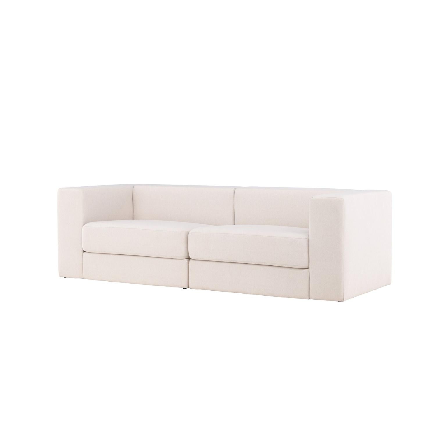 3-Sitzer Sofa Lumi aus Leinen - Weiß-3-Sitzer Sofas-Venture Home-le canapé