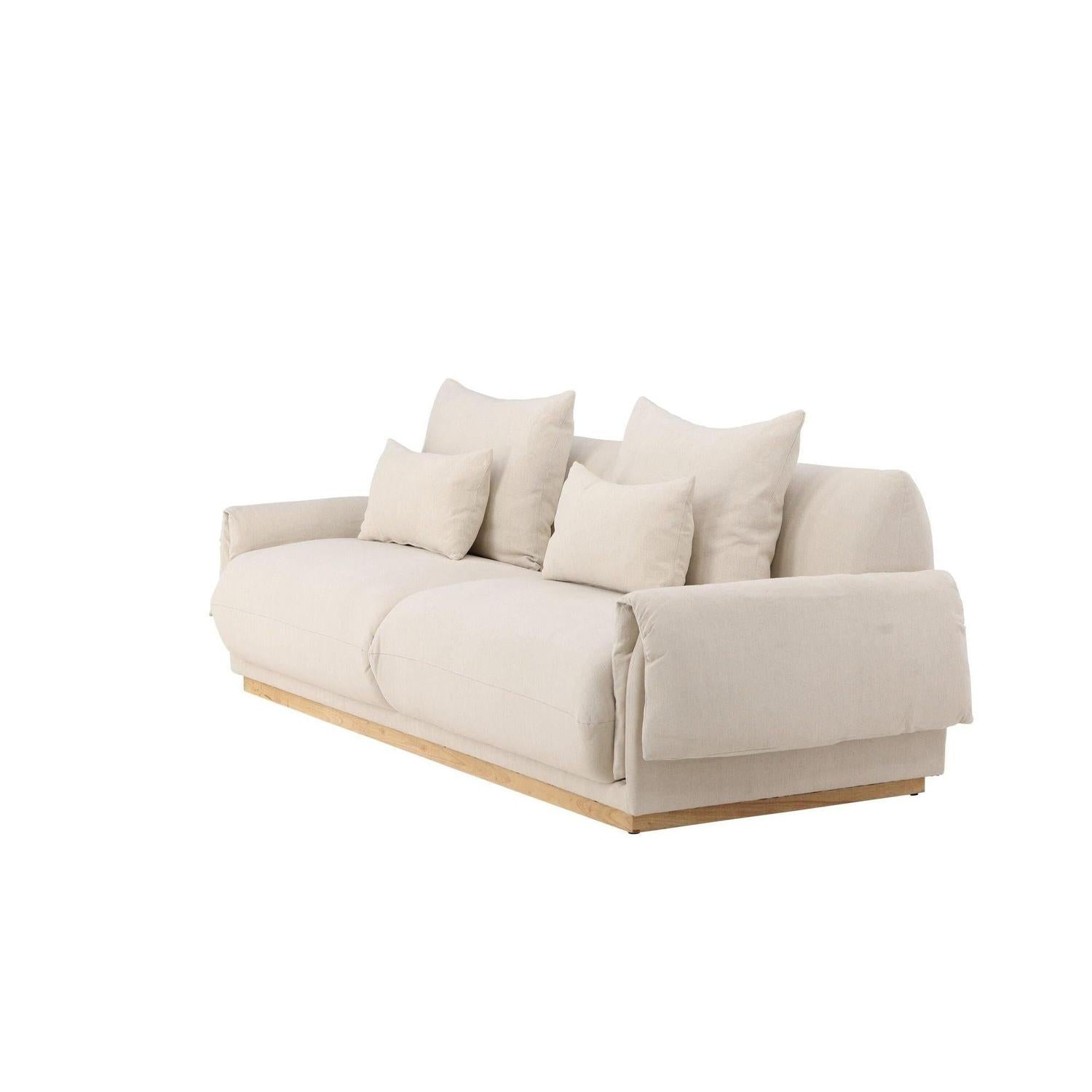 3-Sitzer Sofa Mollösund aus Leinen - Beige-3-Sitzer Sofa-Vind-le canapé
