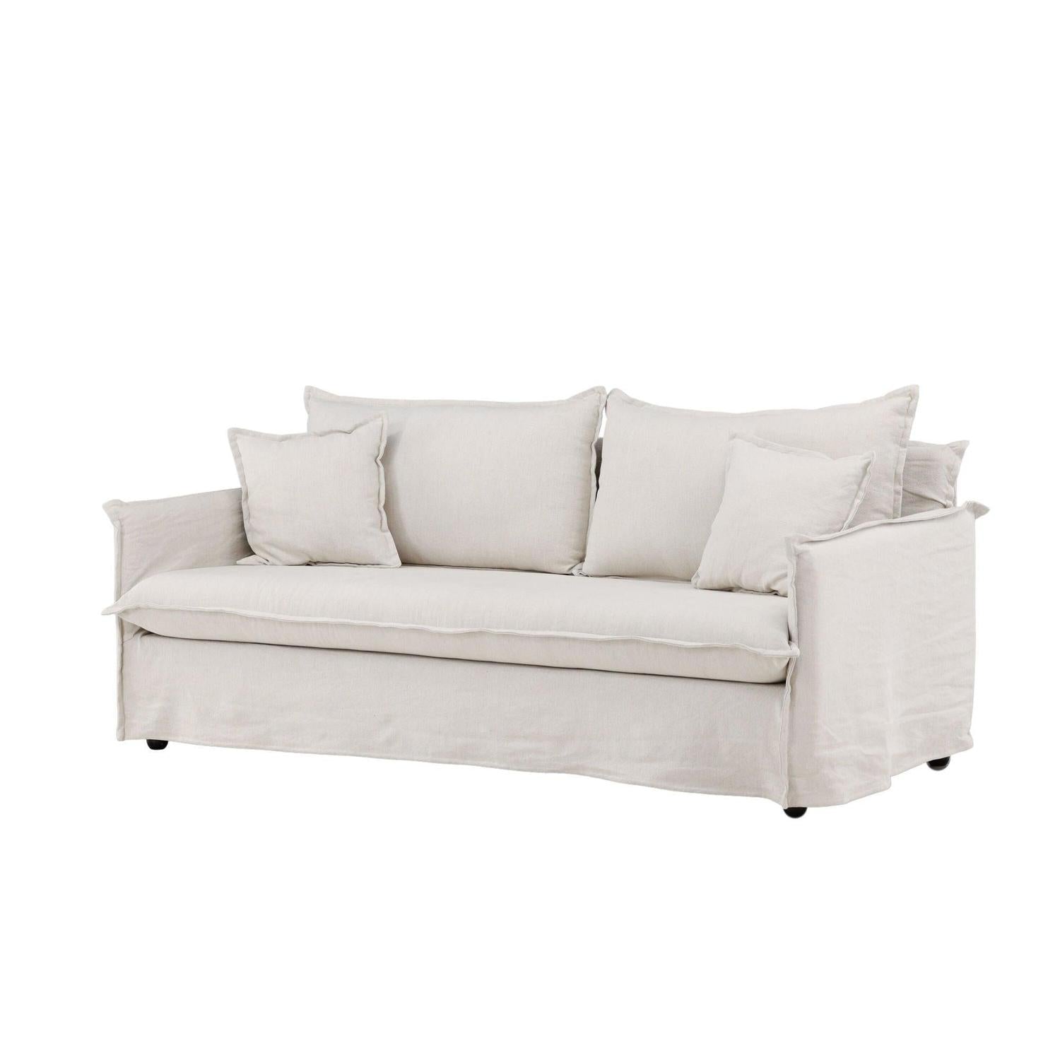 3-Sitzer Sofa Nova aus Leinen - Beige-3-Sitzer Sofas-Venture Home-le canapé