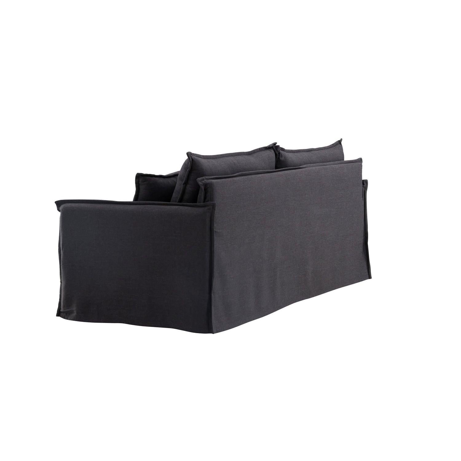 3-Sitzer Sofa Nova aus Leinen - Schwarz-3-Sitzer Sofas-Venture Home-le canapé