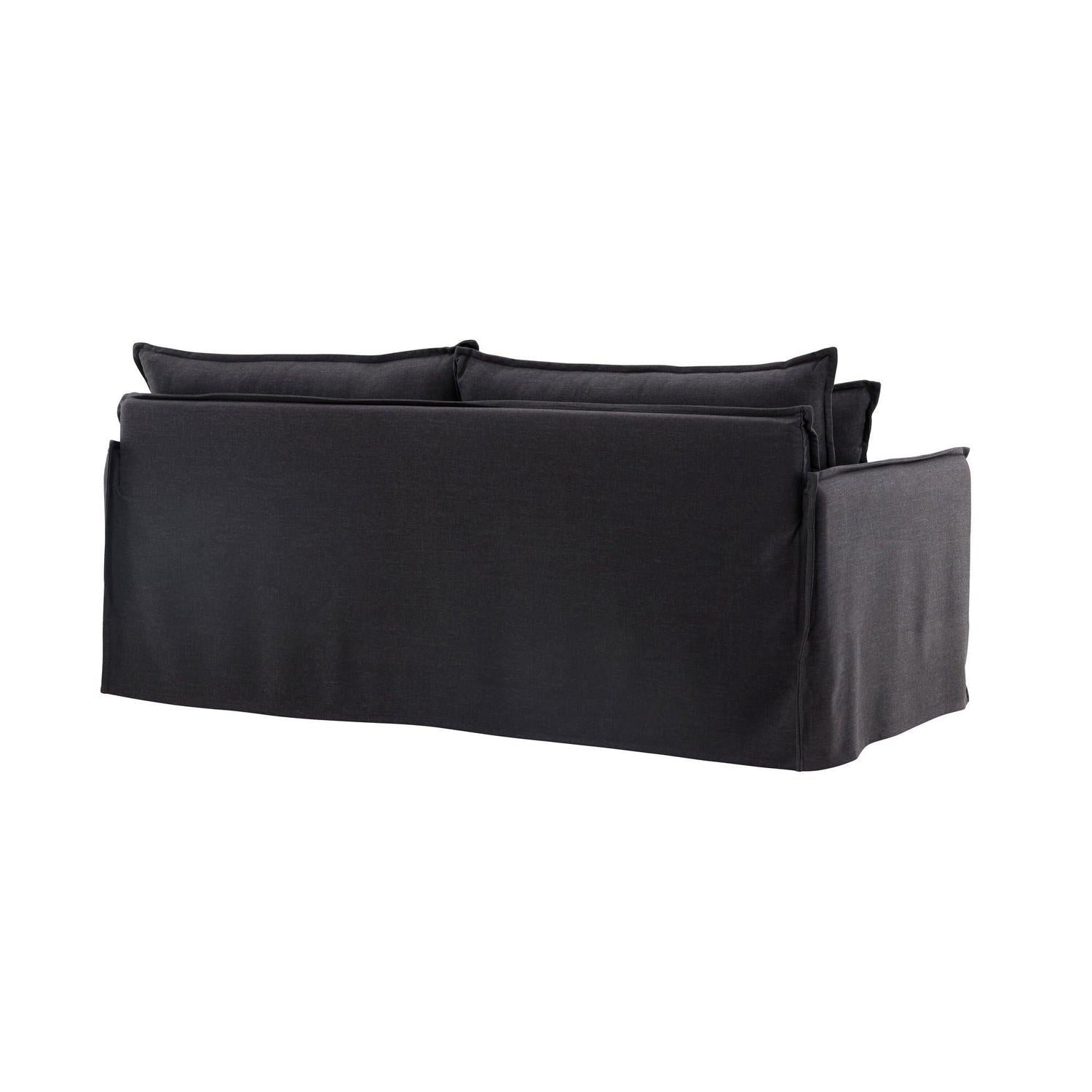 3-Sitzer Sofa Nova aus Leinen - Schwarz-3-Sitzer Sofas-Venture Home-le canapé