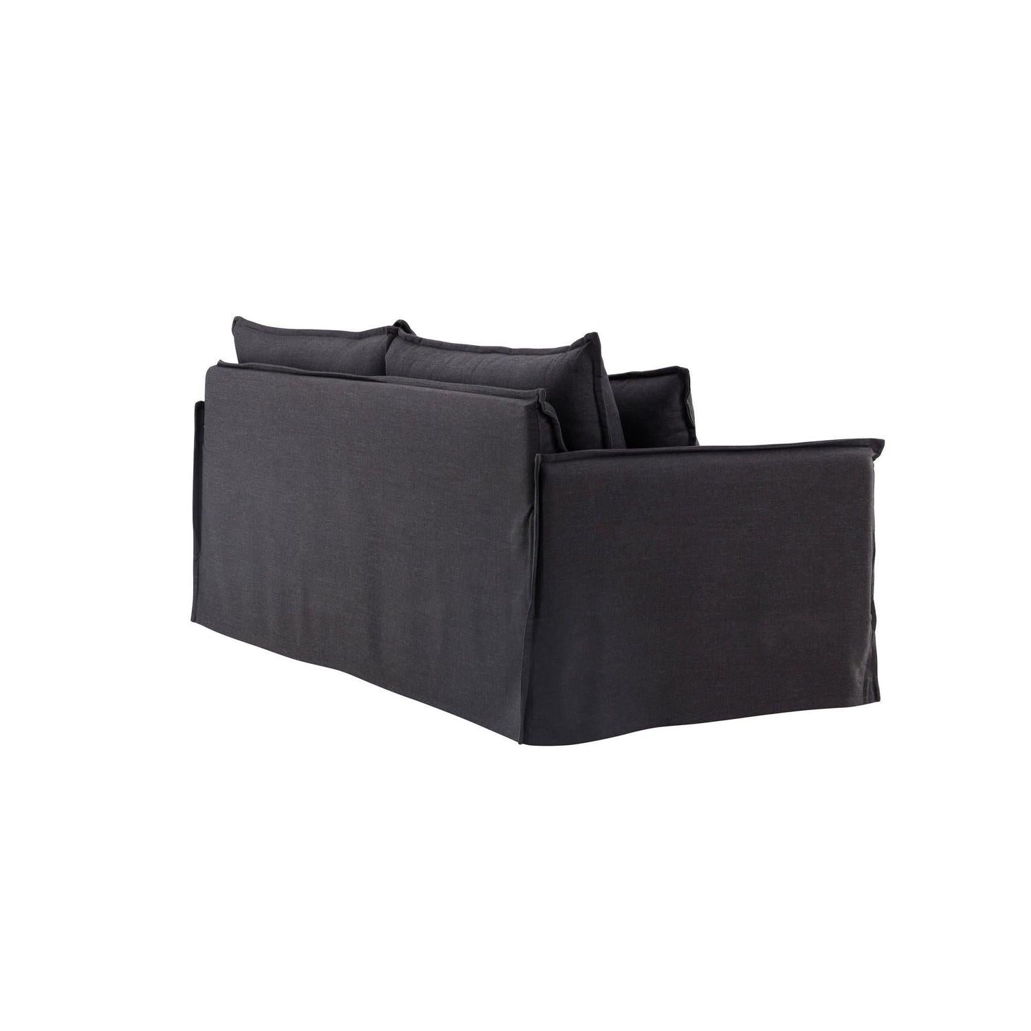 3-Sitzer Sofa Nova aus Leinen - Schwarz-3-Sitzer Sofas-Venture Home-le canapé