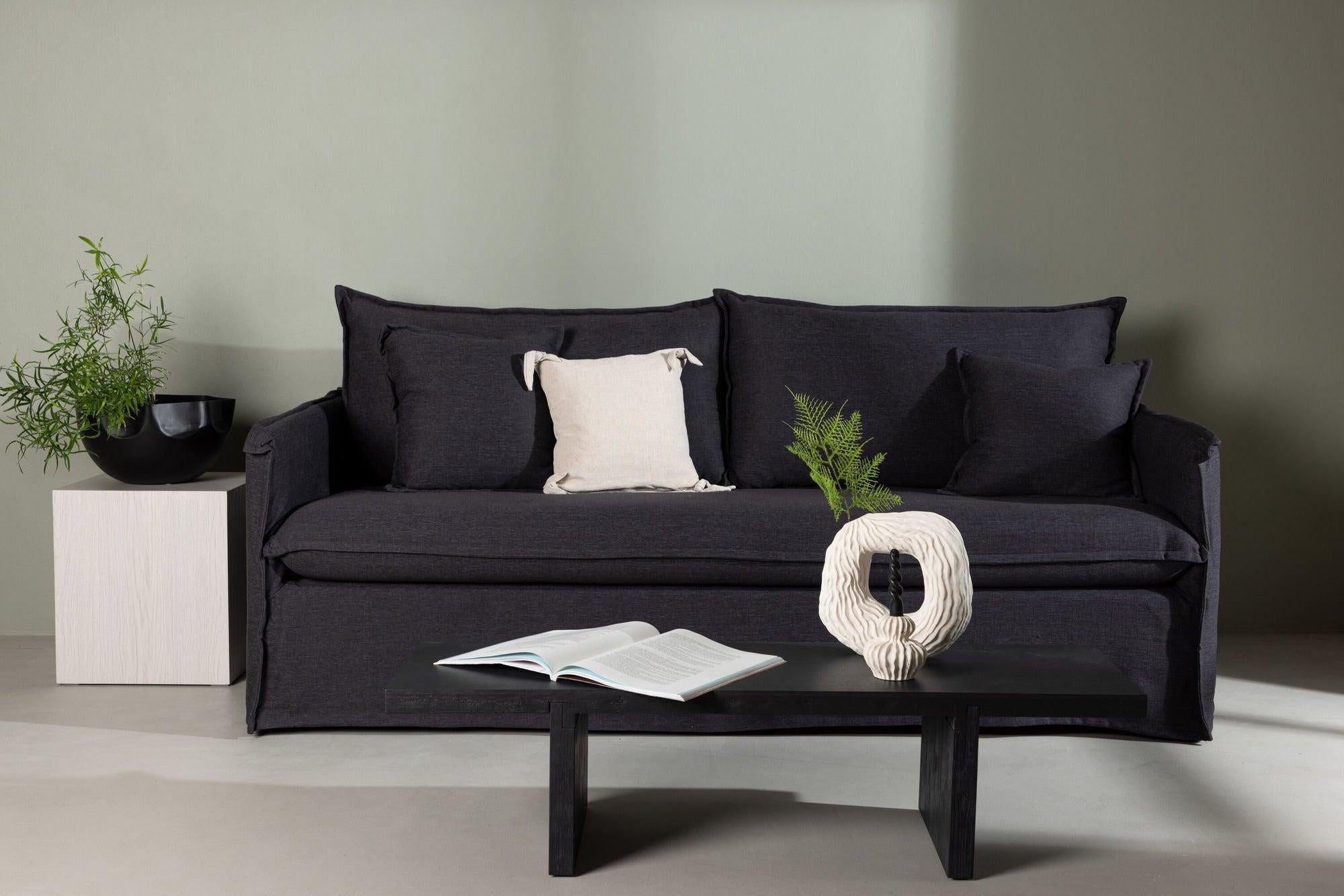3-Sitzer Sofa Nova aus Leinen - Schwarz-3-Sitzer Sofas-Venture Home-le canapé