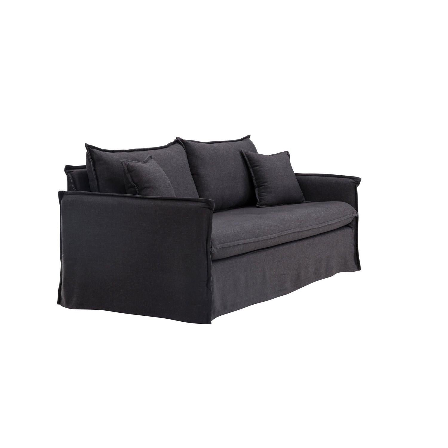 3-Sitzer Sofa Nova aus Leinen - Schwarz-3-Sitzer Sofas-Venture Home-le canapé