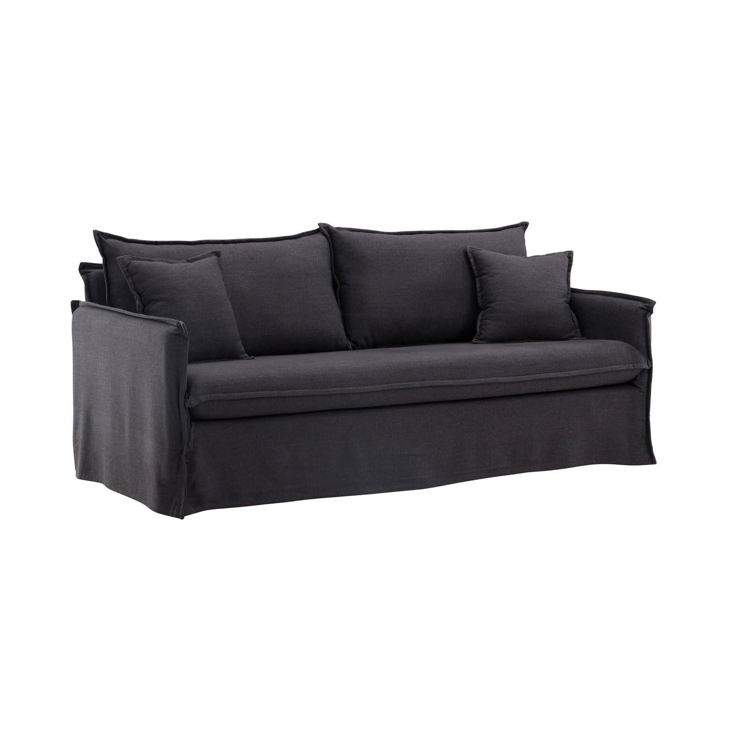 3-Sitzer Sofa Nova aus Leinen - Schwarz-3-Sitzer Sofas-Venture Home-le canapé