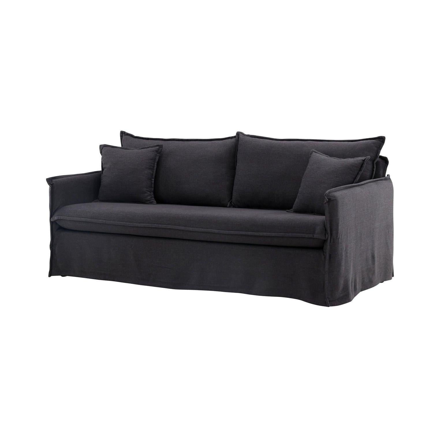 3-Sitzer Sofa Nova aus Leinen - Schwarz-3-Sitzer Sofas-Venture Home-le canapé