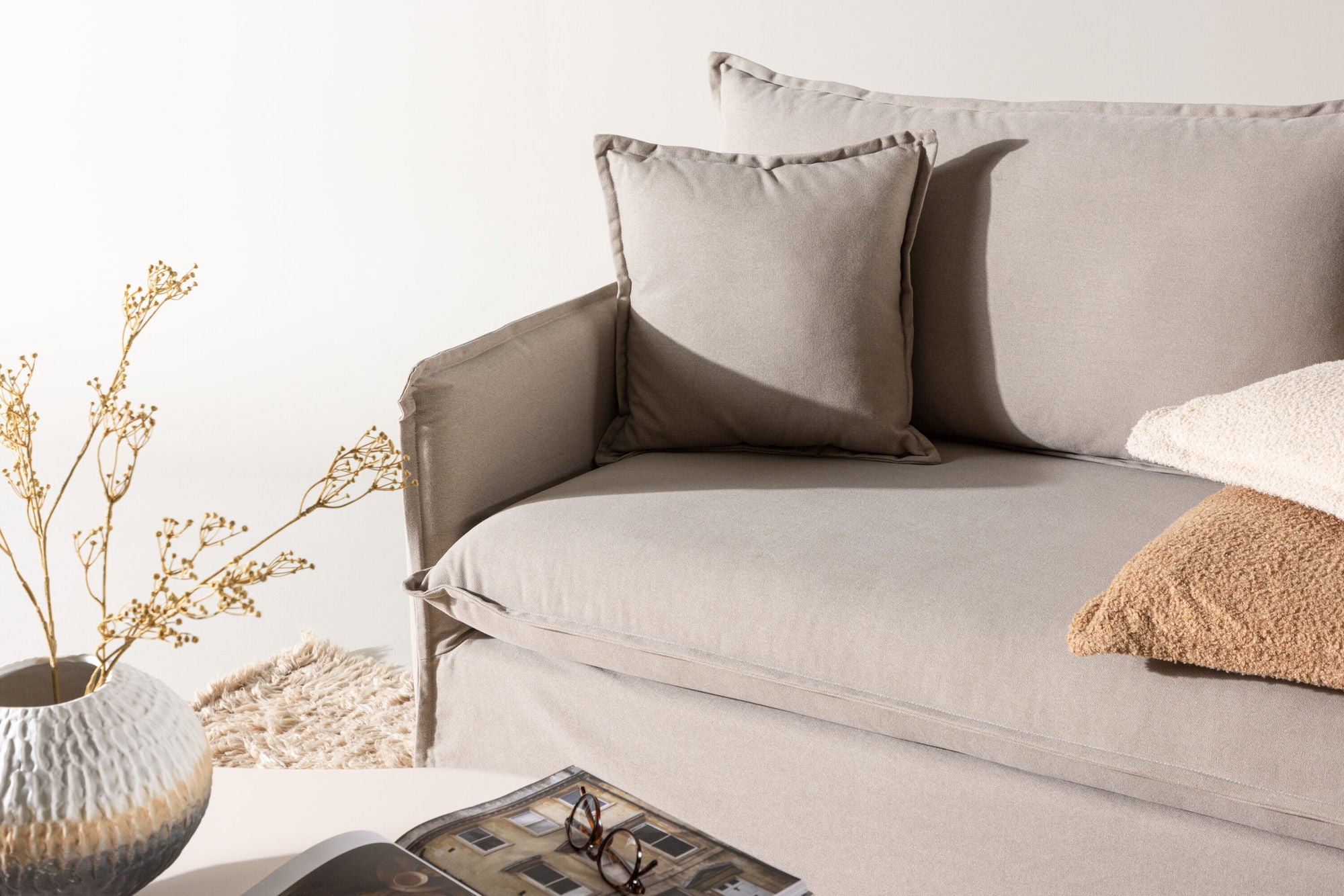 3-Sitzer Sofa Nova aus Leinen - Taupe-3-Sitzer Sofas-Venture Home-le canapé