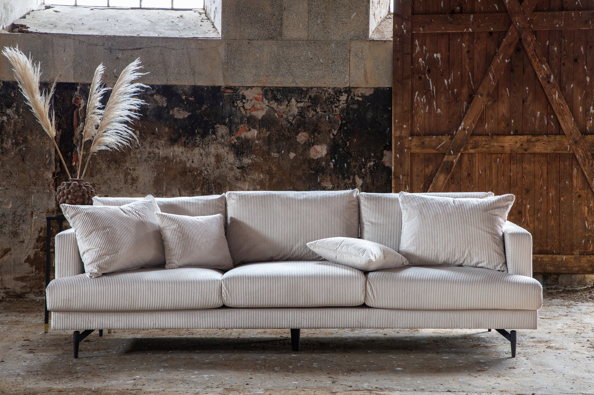3-Sitzer Sofa Sofia aus Kord - Beige-3-Sitzer Sofas-Venture Home-le canapé