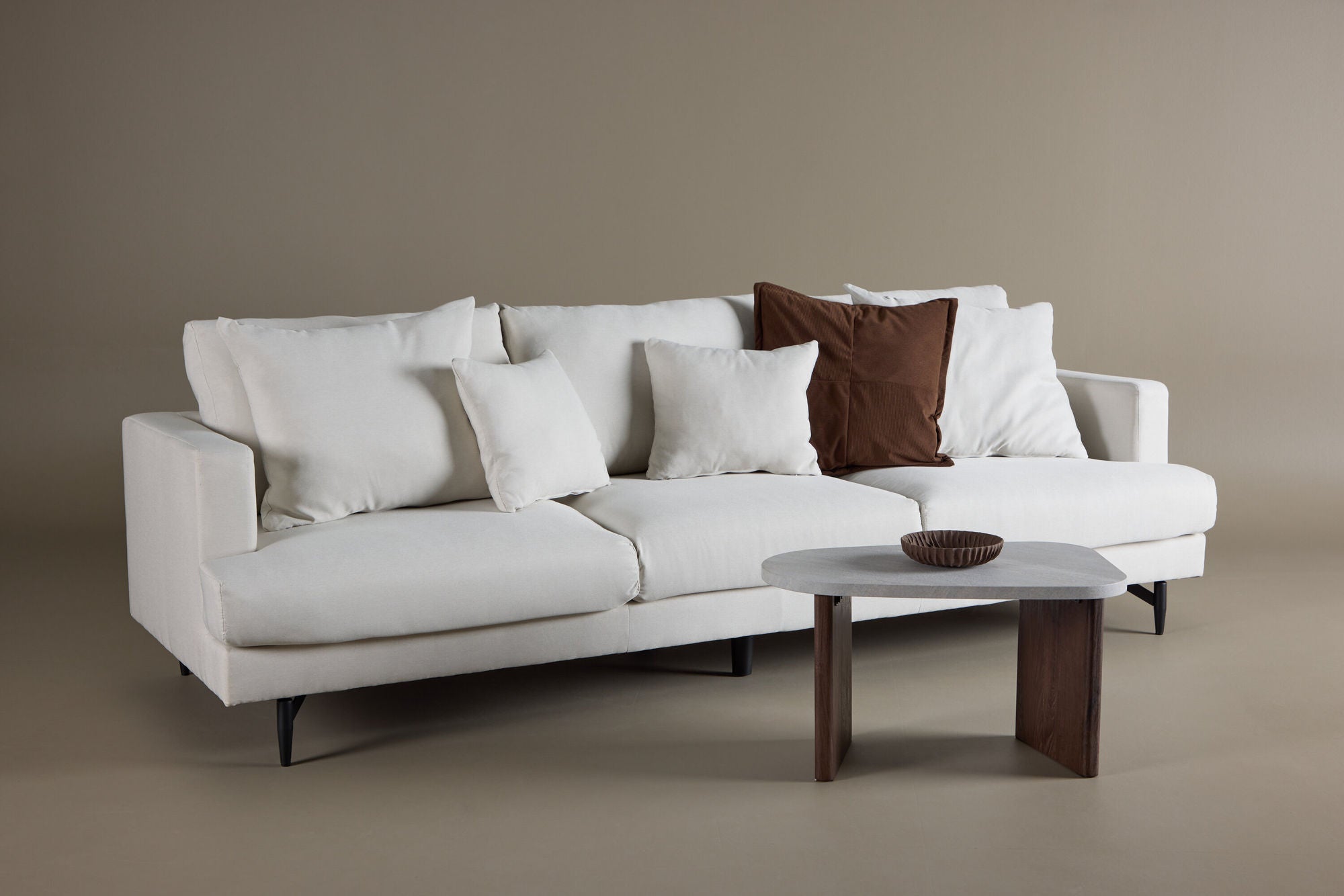 3-Sitzer Sofa Sofia aus Leinen - Beige-3-Sitzer Sofas-Venture Home-le canapé