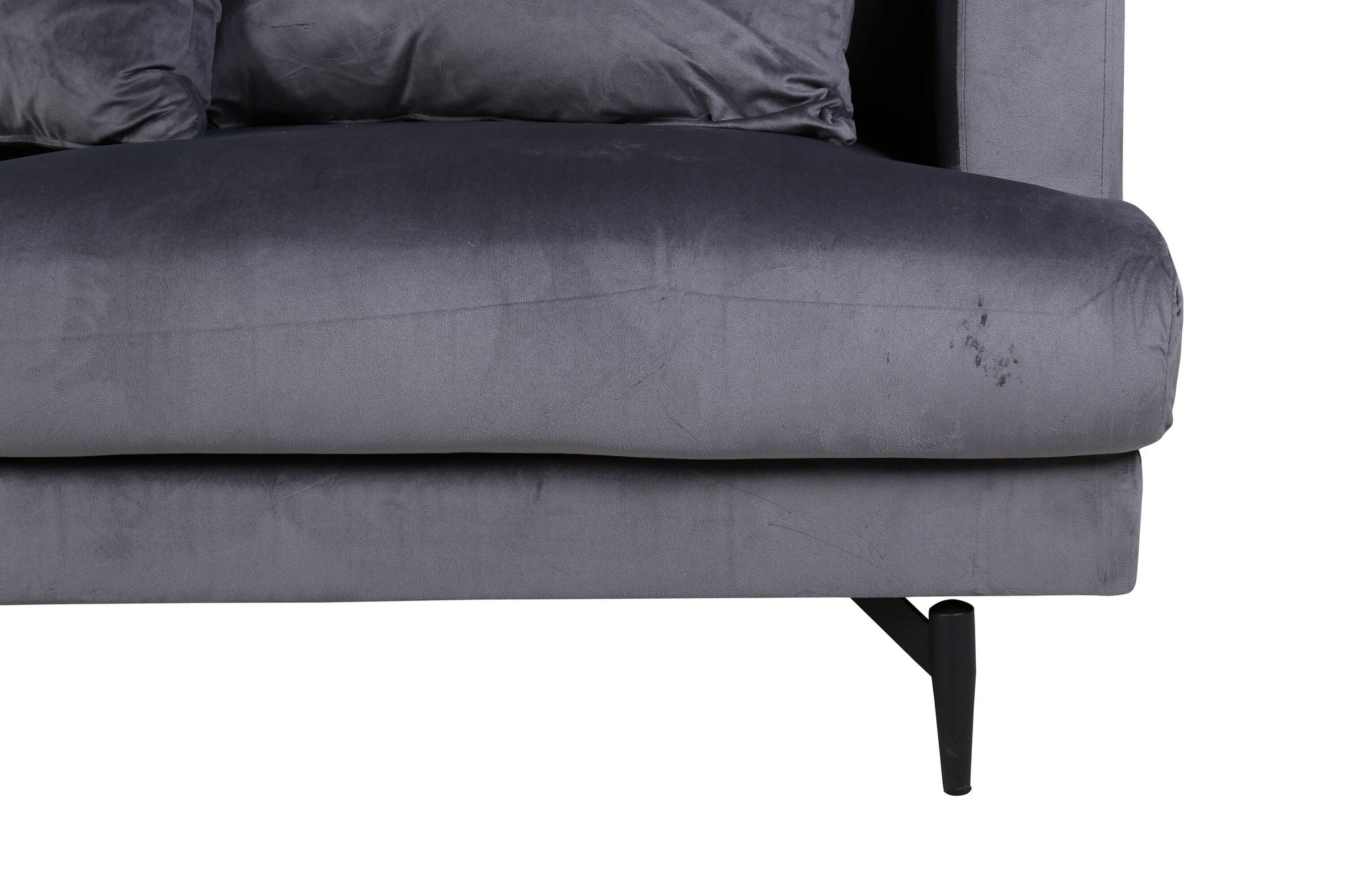 3-Sitzer Sofa Sofia aus Samt - Dunkelgrau-3-Sitzer Sofas-Venture Home-le canapé