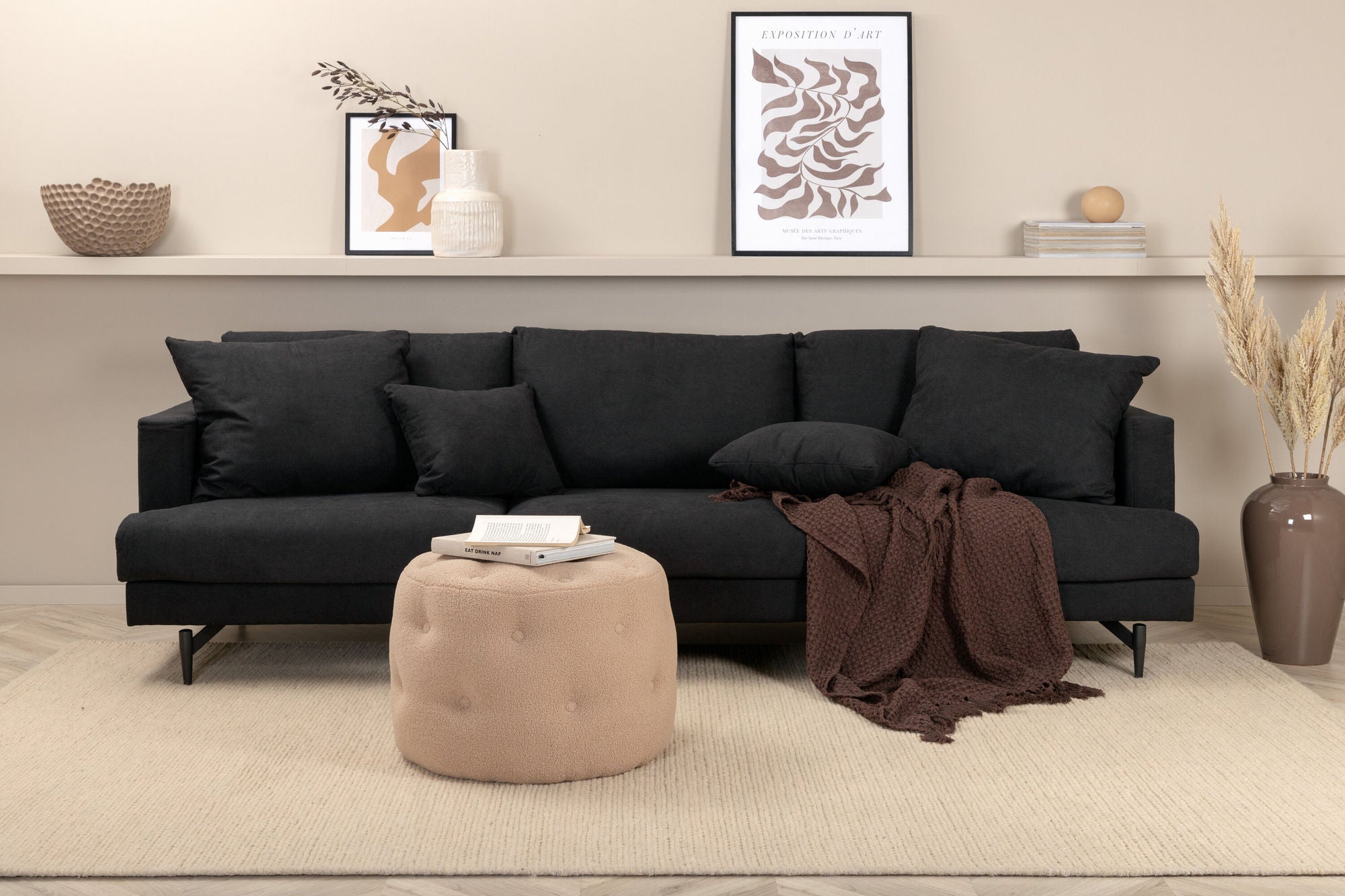 3-Sitzer Sofa Sofia aus Stoff - Schwarz-3-Sitzer Sofas-Venture Home-le canapé