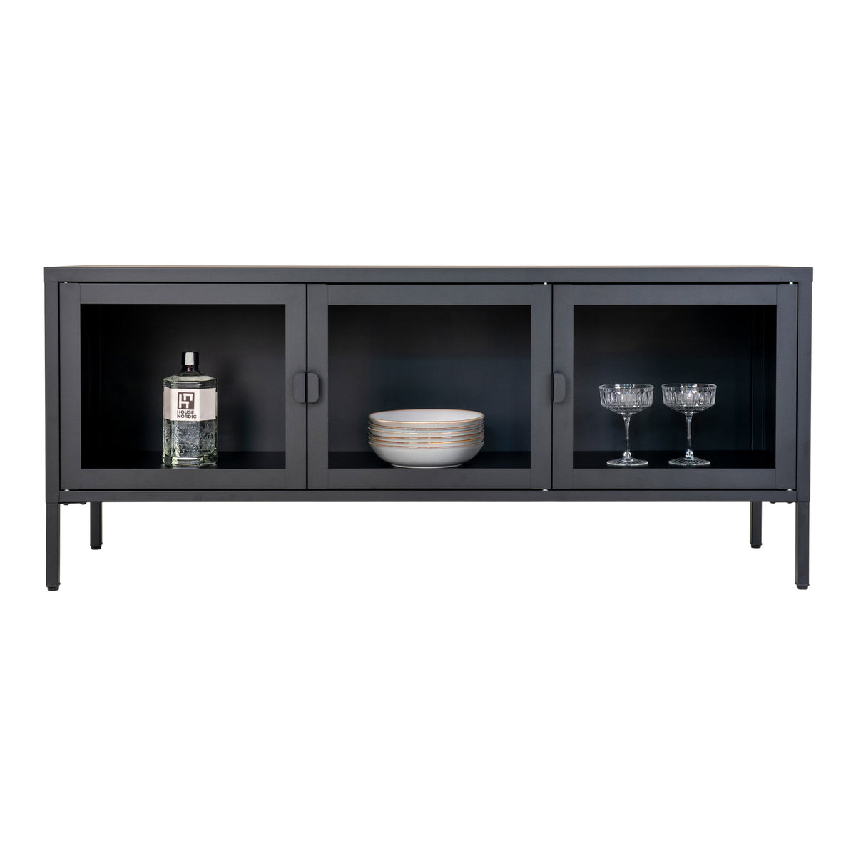 TV-Lowboard Brisbane 130cm aus Metall - Schwarz