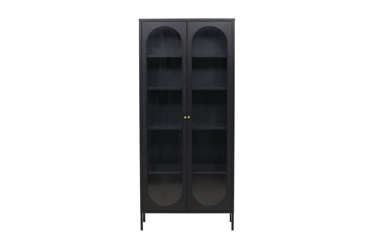 Mehrzweckschrank Lima 180cm aus Metall mit Glastüren - Schwarz - Venture Home - le canapé