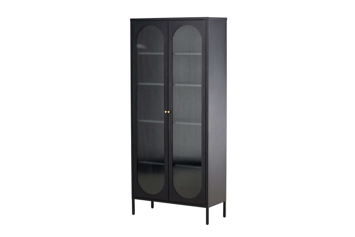 Mehrzweckschrank Lima 180cm aus Metall mit Glastüren - Schwarz - Venture Home - le canapé