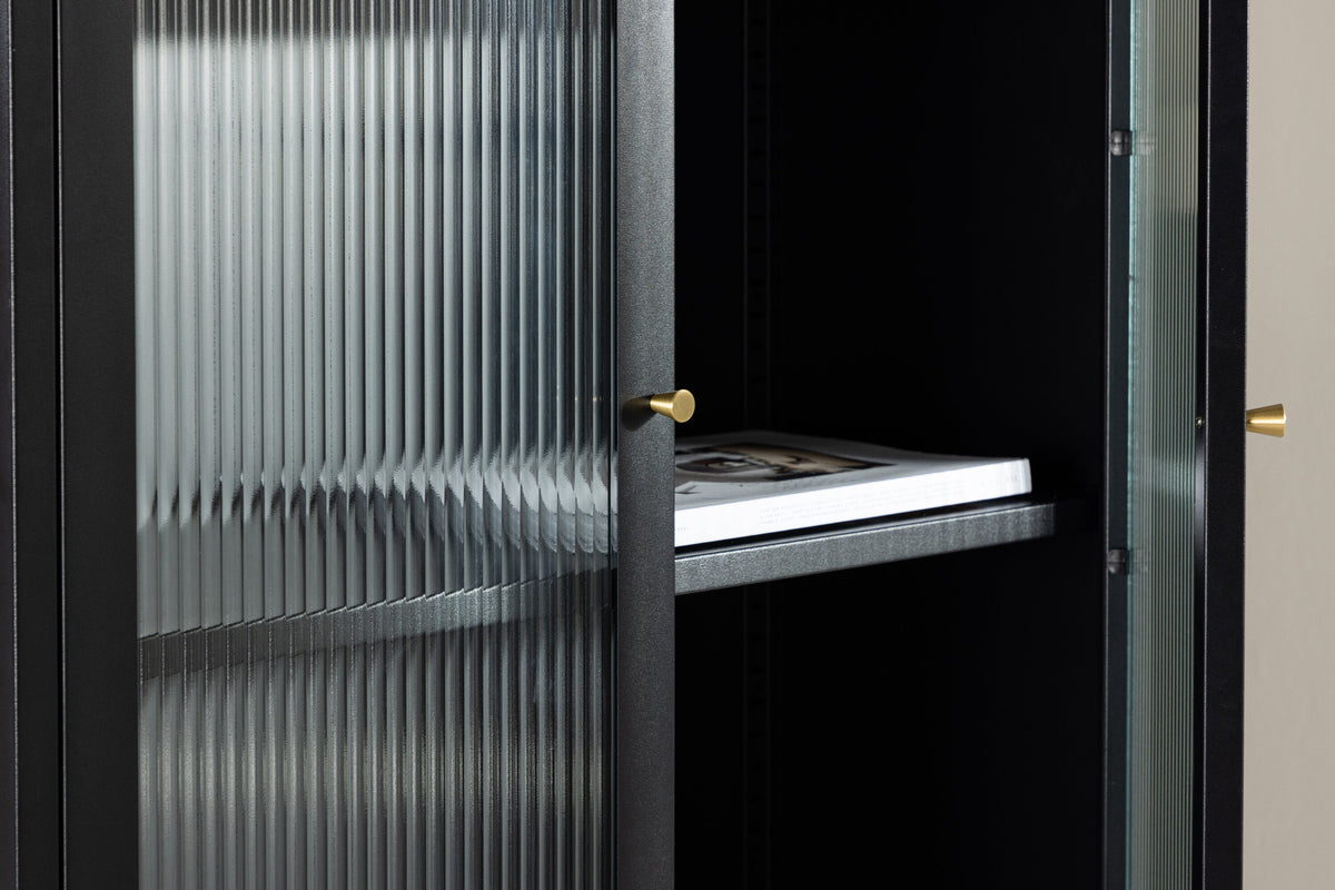 Mehrzweckschrank Lima 180cm aus Metall mit Glastüren - Schwarz - Venture Home - le canapé