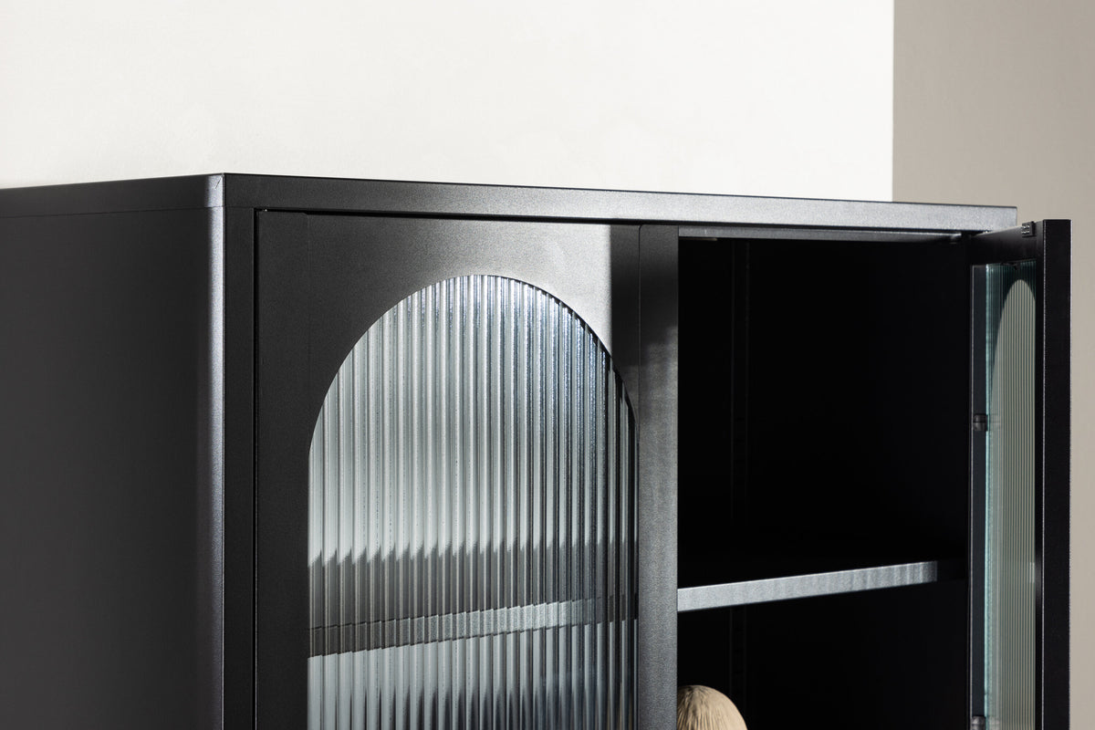 Mehrzweckschrank Lima 180cm aus Metall mit Glastüren - Schwarz - Venture Home - le canapé