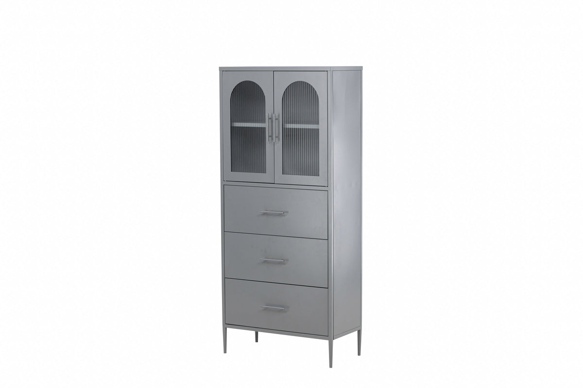 Highboard La Paz 70cm aus Metall mit 3 Schubladen - Hellgrau - Venture Home - le canapé