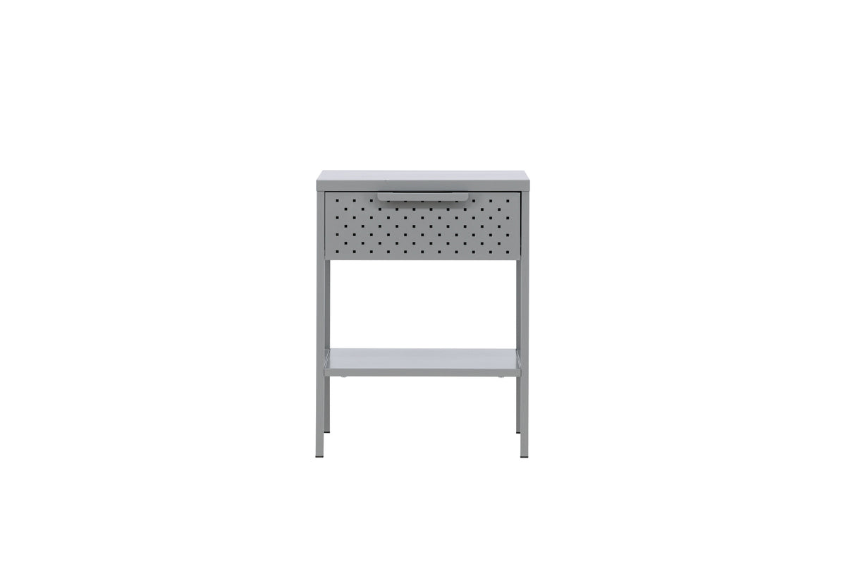 Nachttisch Sacramento 40cm aus Metall mit Schublade - Hellgrau - Venture Home - le canapé