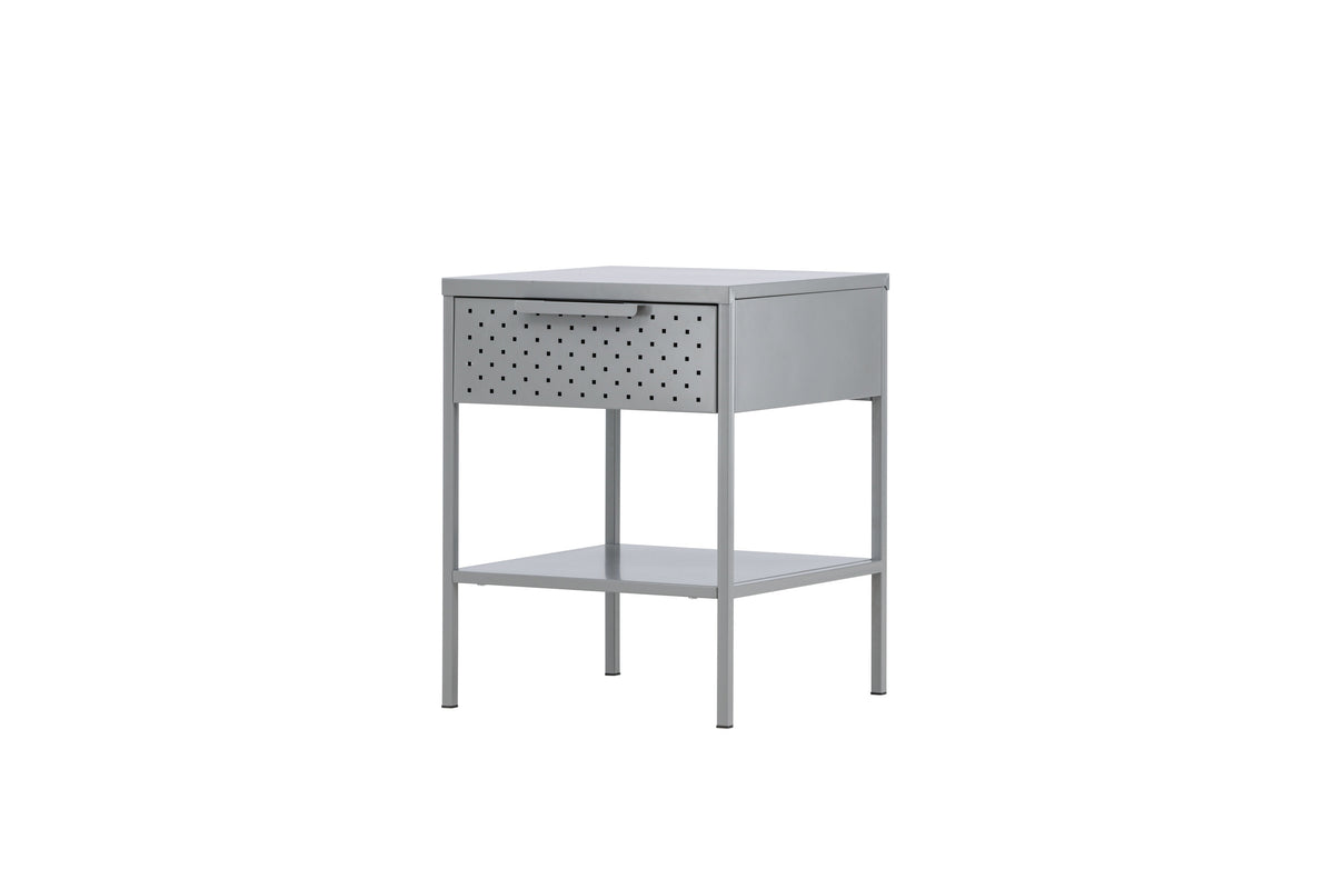 Nachttisch Sacramento 40cm aus Metall mit Schublade - Hellgrau - Venture Home - le canapé
