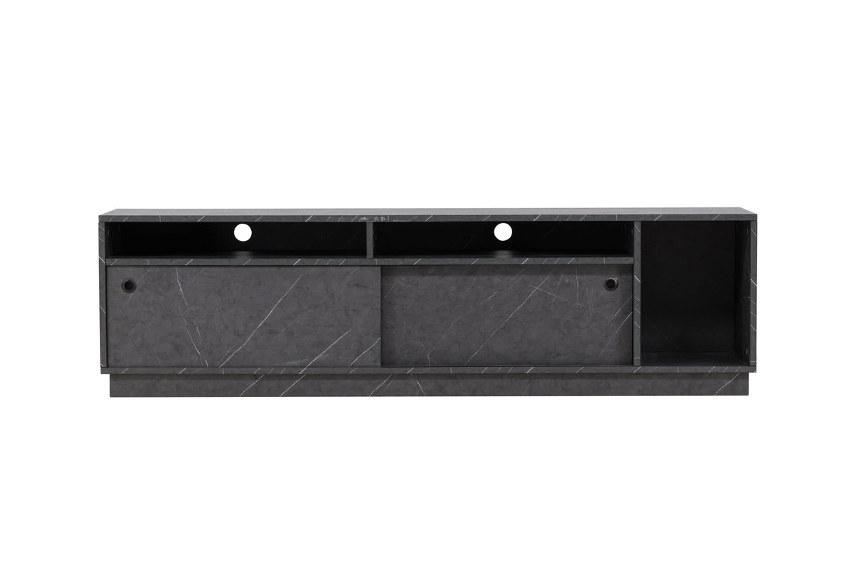 TV-Lowboard Girona 180cm mit Schiebetüren - Schwarz - Venture Home - le canapé