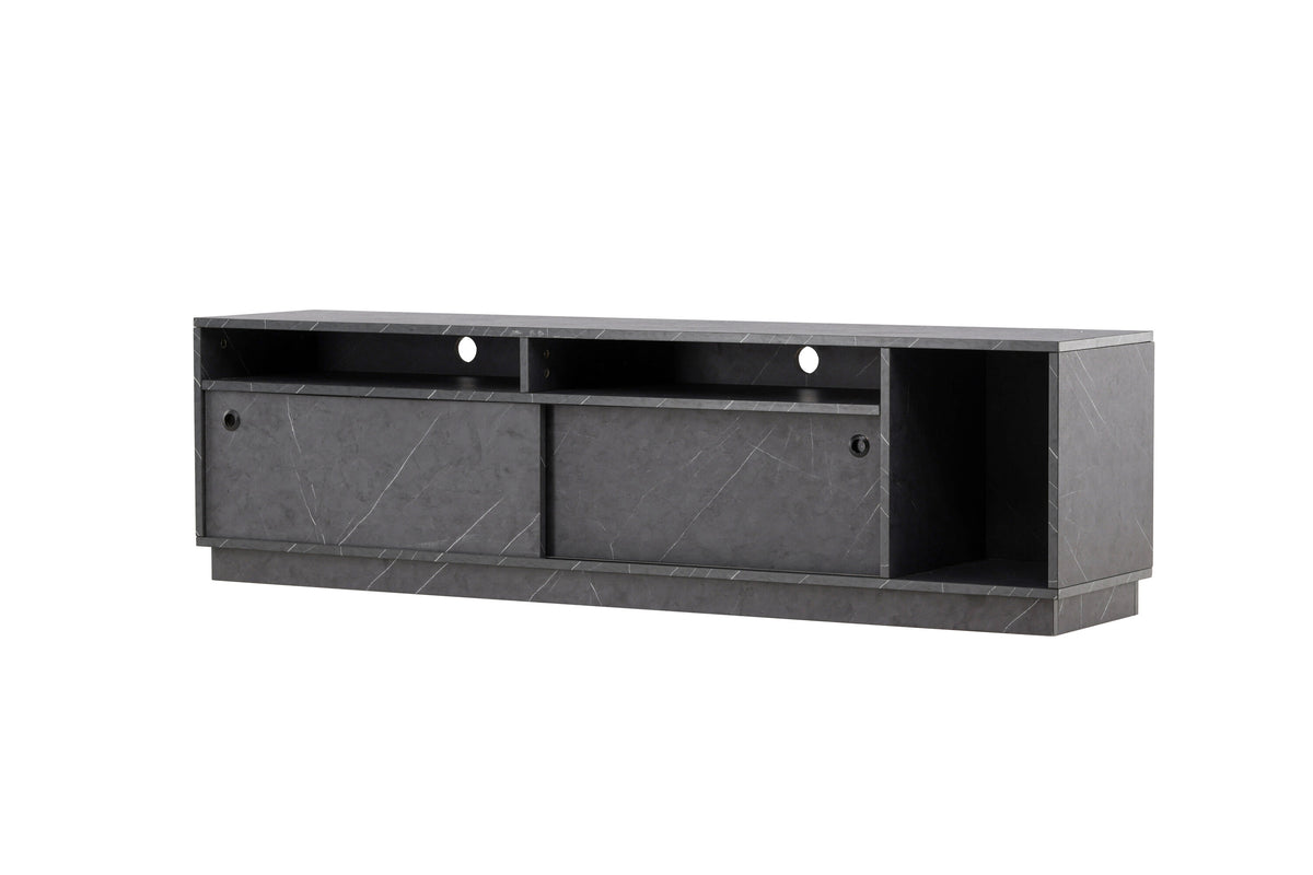 TV-Lowboard Girona 180cm mit Schiebetüren - Schwarz - Venture Home - le canapé