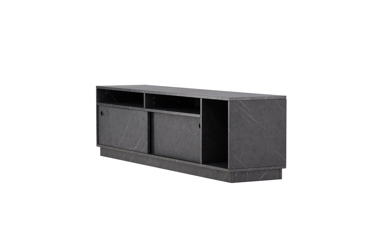 TV-Lowboard Girona 180cm mit Schiebetüren - Schwarz - Venture Home - le canapé