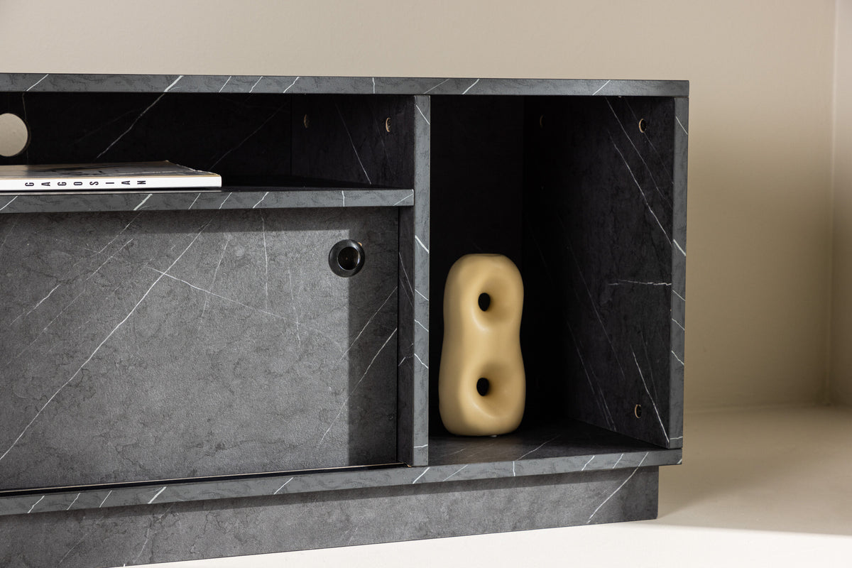 TV-Lowboard Girona 180cm mit Schiebetüren - Schwarz - Venture Home - le canapé