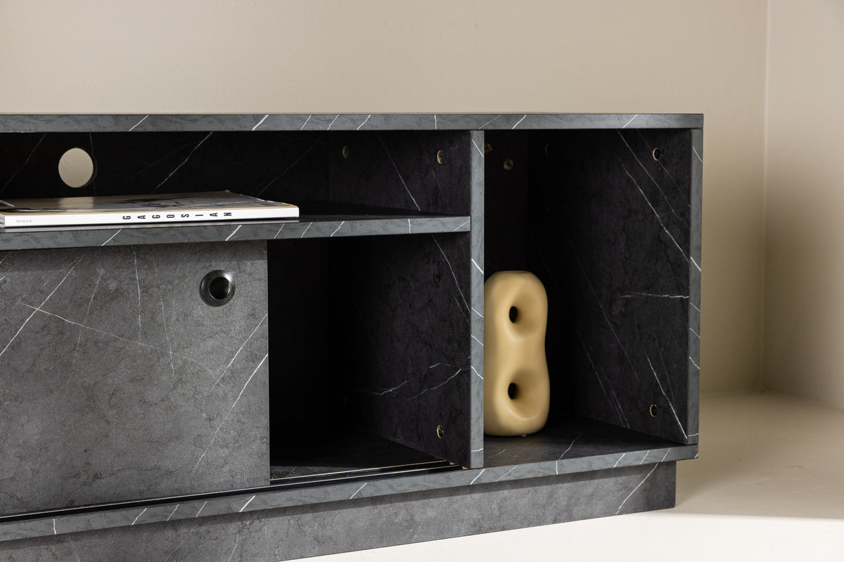 TV-Lowboard Girona 180cm mit Schiebetüren - Schwarz - Venture Home - le canapé