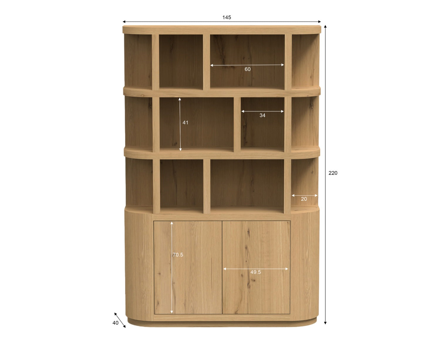 Highboard Novero 220cm - Hellbraun