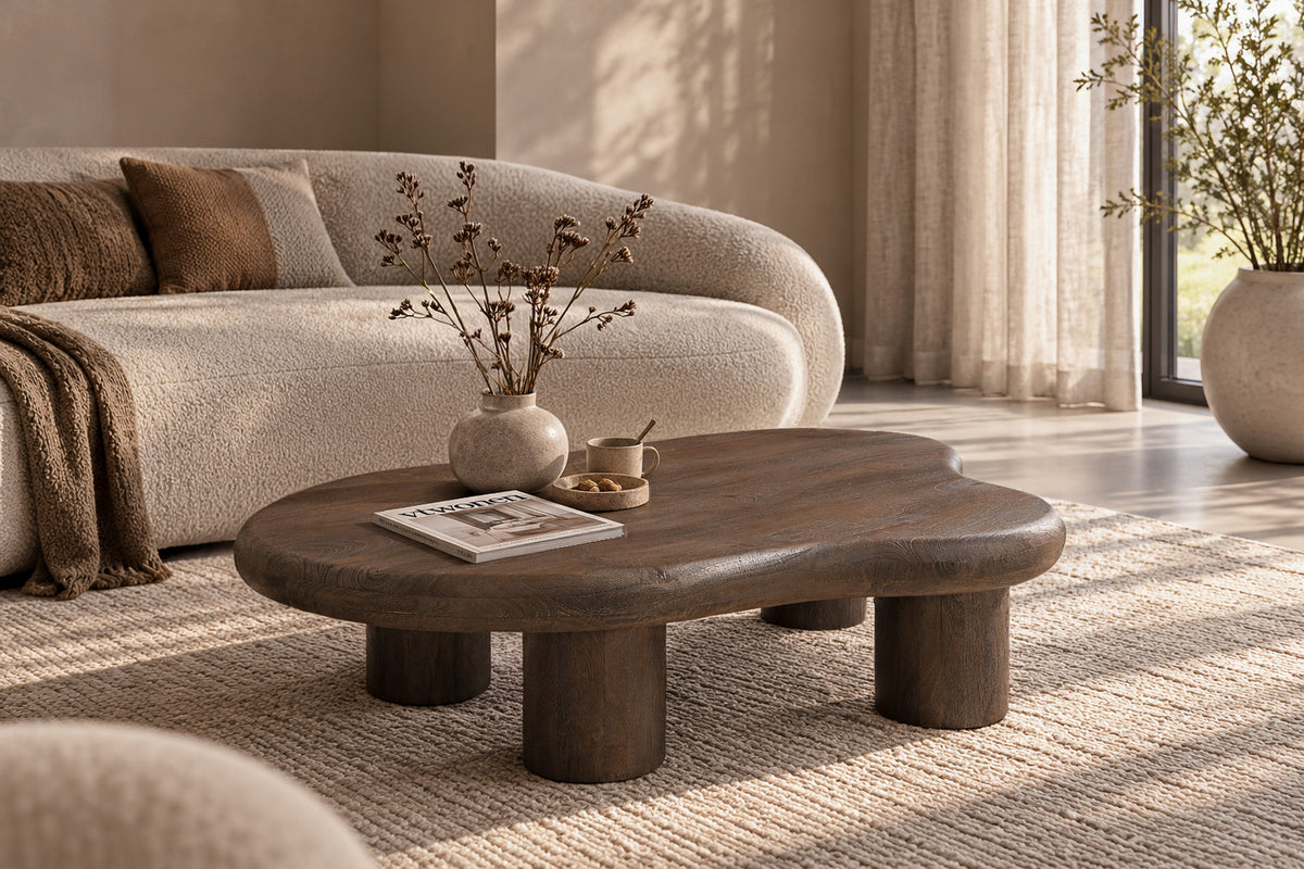 Couchtisch Brix Feline Malta 120cm aus Massivholz - Braun